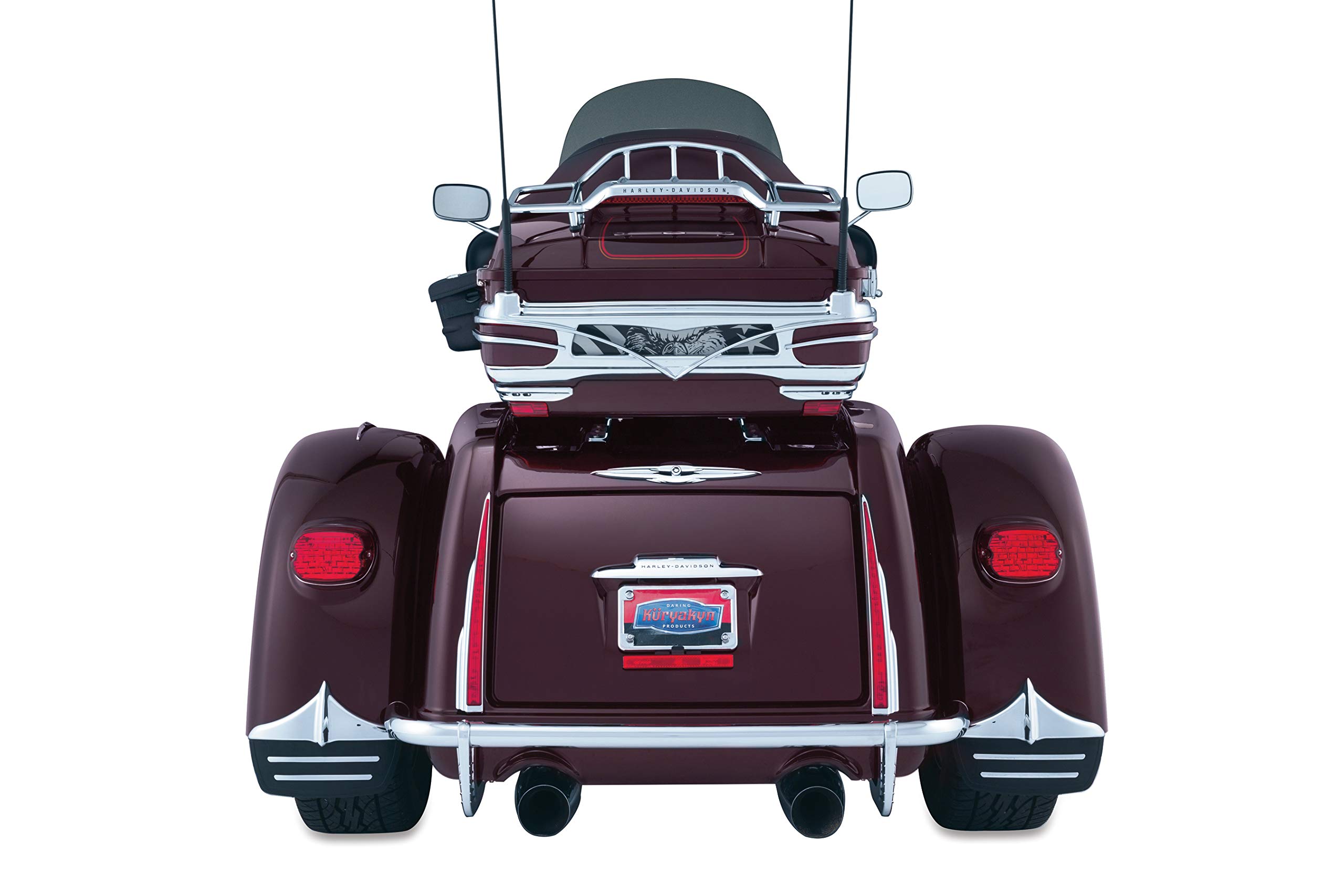 Kuryakyn 7217 Chrome Motorcycle Fender Accents for 2009-2019 Harley-Davidson Trike - 1 Pair Black Rear Fender Trim - Perfect for Custom Bike Upgrades & Show Rides