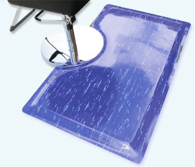 Premium Rectangular Marbelized Salon Grey Marble Anti-Fatigue Mat 3' x 4.5' with Circular Chair Cut-Out | 7/8 Inch Thickness for Comfort | Perfect for Hair Salons, Spas & Standing Workstations