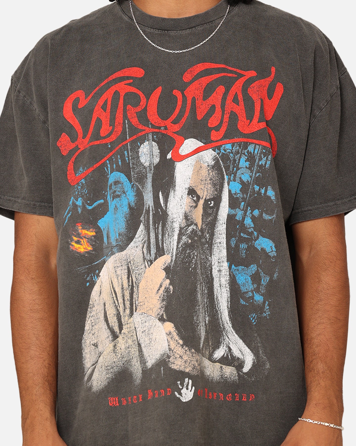 Lord of the Rings Saruman Heavyweight T-Shirt - Black Vintage Wash | Officially Licensed LOTR Merchandise | Perfect for Cosplay, Comic Con & Fantasy Fans