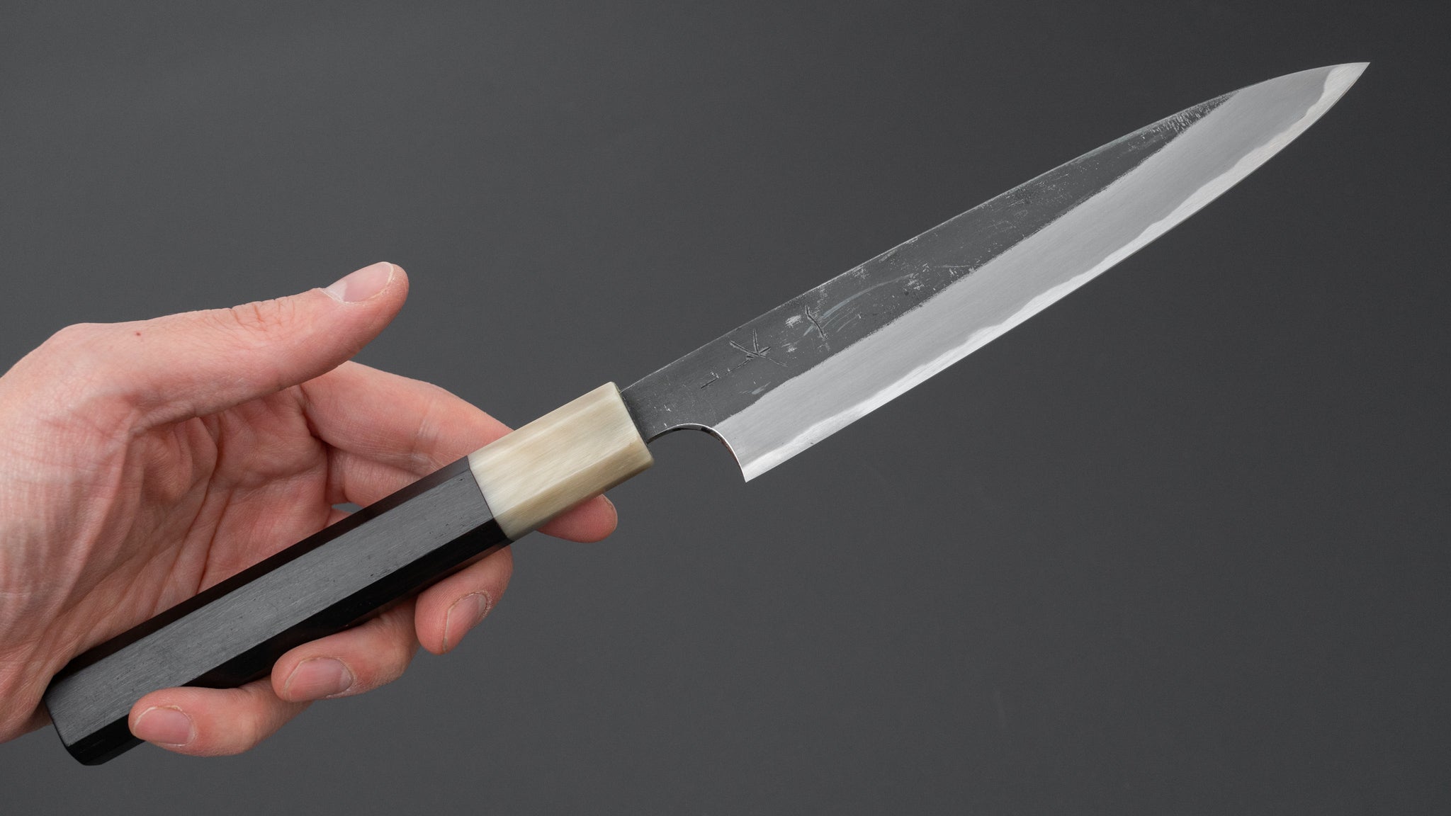 Hitohira Togashi Blue #2 Kurouchi Petty Knife 165mm - Japanese Chef Knife with Ebony Wood Handle - Perfect for Precision Slicing, Peeling & Garnishing Vegetables, Fruits & Boneless Meats
