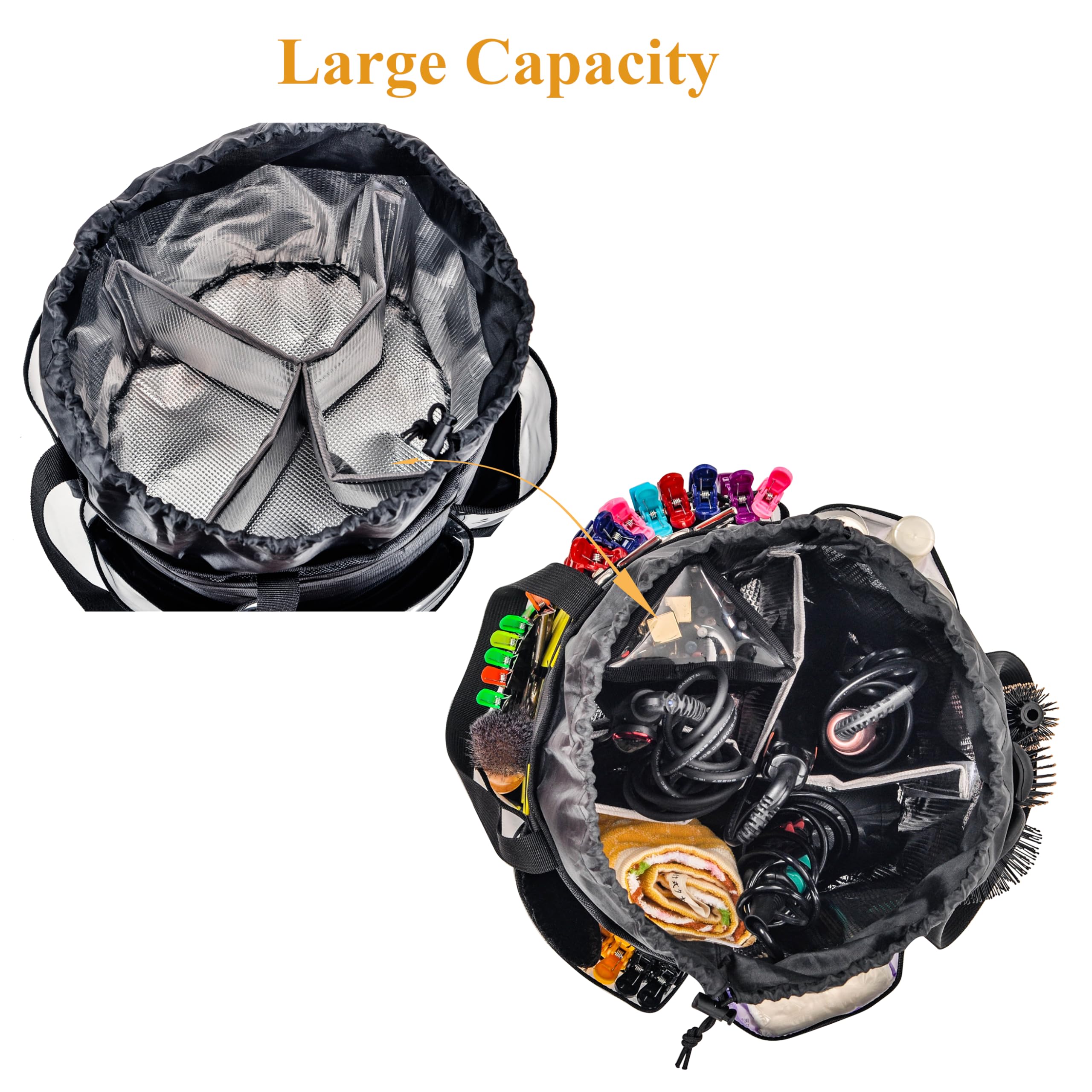 Professional 2-Piece Circular Hairdressing Bag Set - Large Capacity Heat-Resistant Barber Travel Organizer for Hairstylists & Cosmetologists | Waterproof Makeup & Tool Storage Bag for Salon, Travel, and Shower Essentials