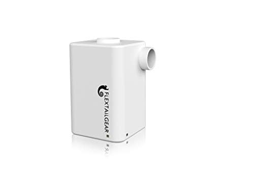 FLEXTAILGEAR MAX Pump Plus - Portable USB Rechargeable Air Pump with 3600mAh Battery, Fast Inflation & Deflation for Air Mattress, Pool Floats, Swimming Rings, Inflatables - Lightweight Camping & Travel Gear (White)