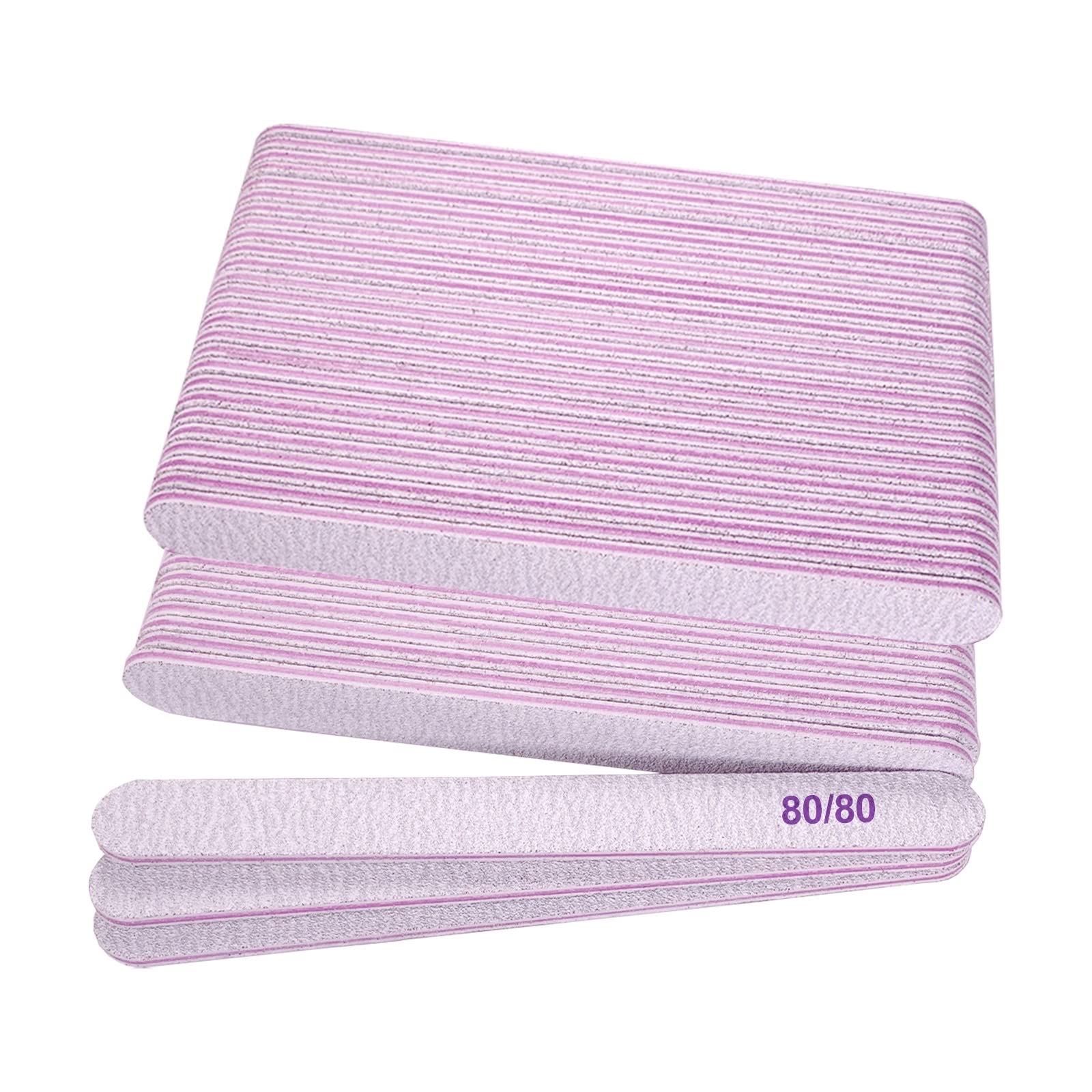 80/80 Grit Professional Nail Files (50 Pcs) - Double Sided Coarse Emery Boards for Acrylic Nails, Gel Nails & Natural Nails - Reusable Washable Manicure Tools for Salon & Home Use - Perfect for Nail Shaping, Smoothing & Polish Prep