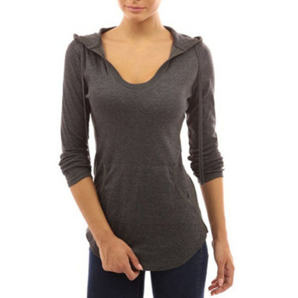 Women's Slim Fit Hooded Sweatshirt with Pocket - Long Sleeve Pullover Jumper Top for Casual Wear, Gym & Outdoor Activities