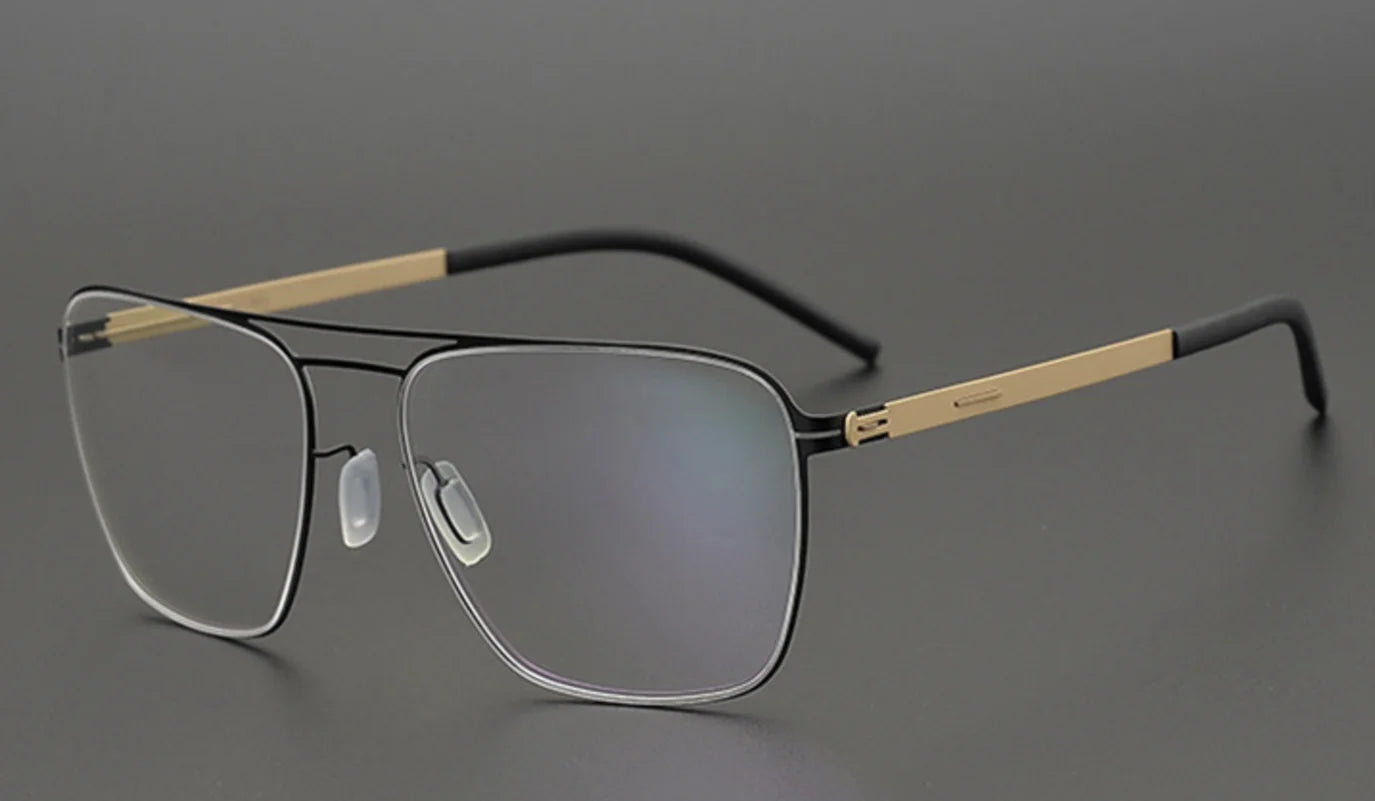 Aimee Unisex Full Rim Square Double Bridge Stainless Steel Eyeglasses 21251 - Stylish & Durable Frames for Men & Women - Perfect for Work, Reading & Fashion Accessories