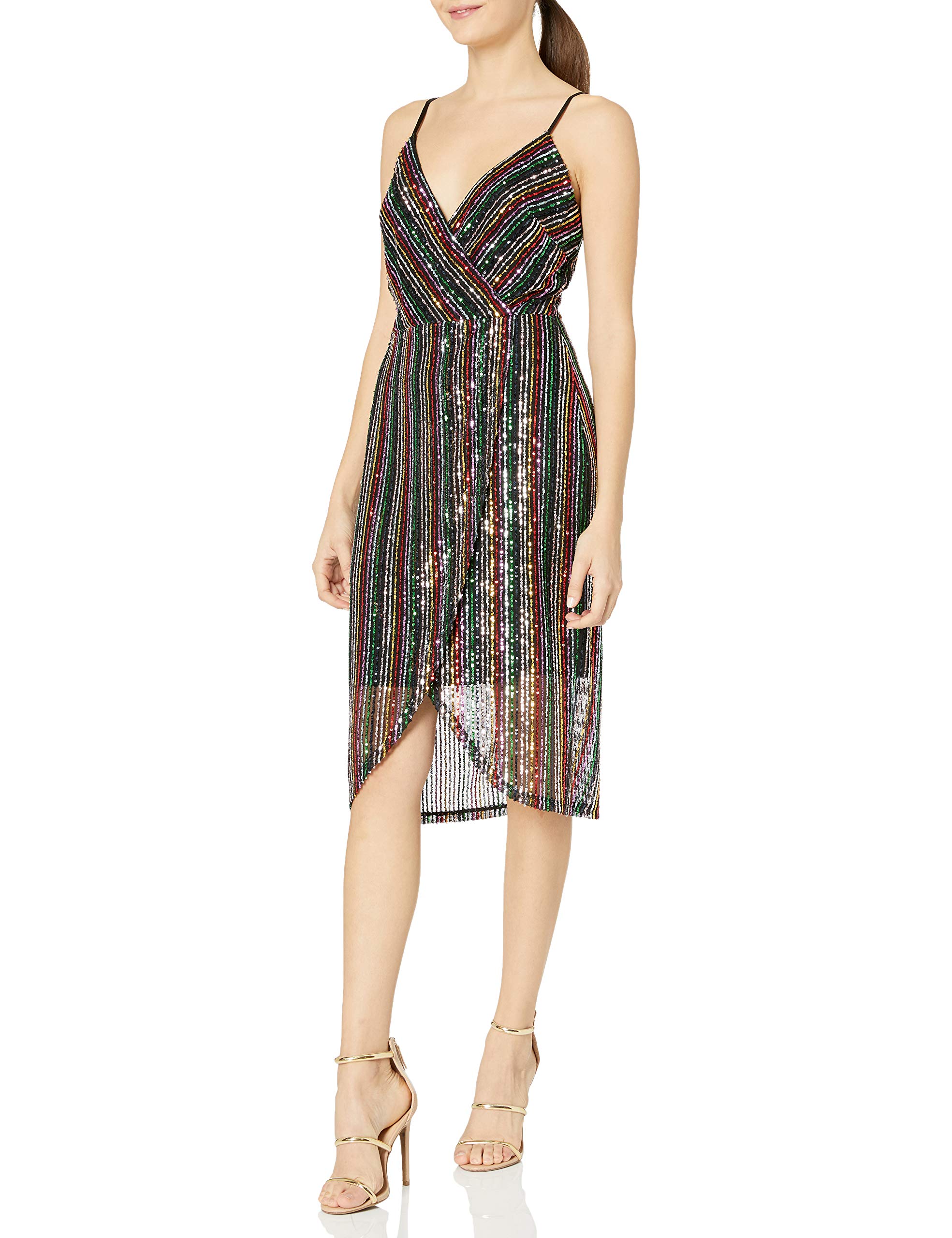 Betsey Johnson Women's Sequin Stripe Wrap Dress - Elegant Party & Cocktail Dress for Evening Events, Weddings & Special Occasions