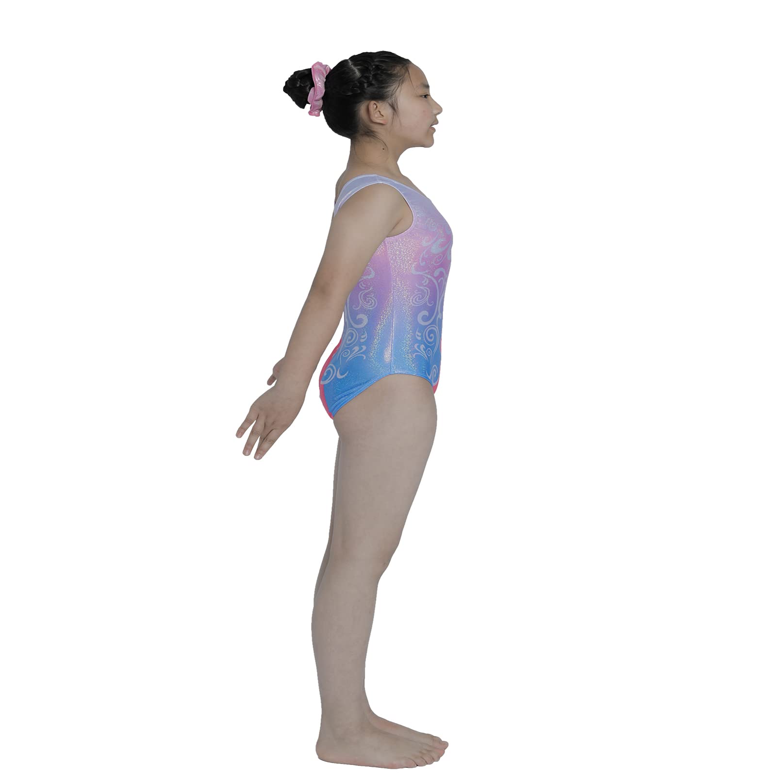 **Aosva Girls Gymnastics Leotards – Sparkly Rainbow One-Piece Dance Leotard for Ages 2-14 | Perfect for Ballet, Cheerleading & Performance**