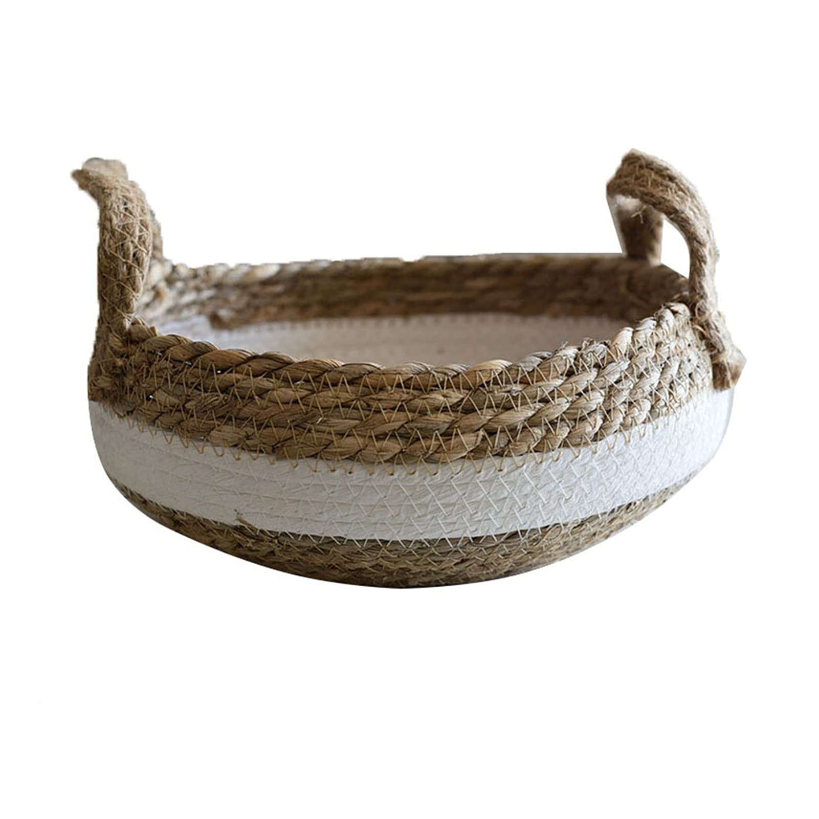 Handmade Woven Seagrass Storage Basket with Handle - Round Desktop Organizer for Snacks, Fruits, Toys & Home Decor (Small Size) | Perfect for Kitchen, Living Room & Nursery Organization