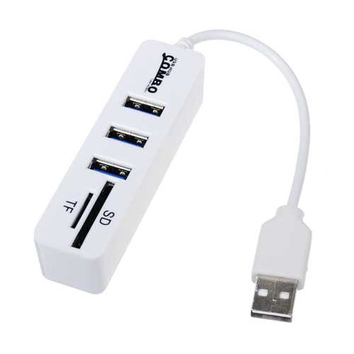 HY 617 Mini USB 2.0 Hub with SD/TF Card Reader - 4-Port USB Splitter & Memory Card Adapter for Laptop, PC, Mac - Expand Connectivity for External Drives, Flash Storage & More