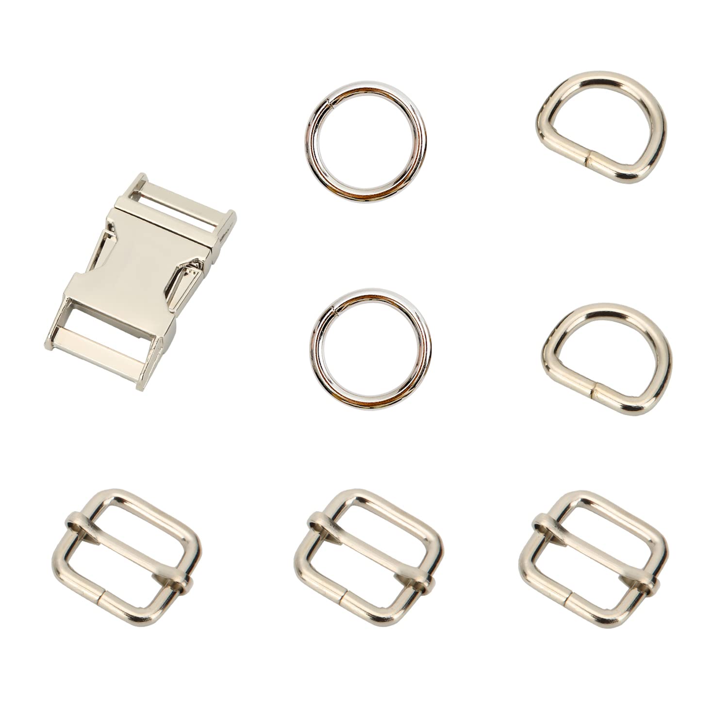 8-Piece Heavy Duty Metal Side Release Buckles with D-Rings & O-Rings | Secure Fasteners for Purses, Lanyards, Dog Collars & Outdoor Gear | Perfect for Hiking Backpacks, Pet Accessories & DIY Craft Projects