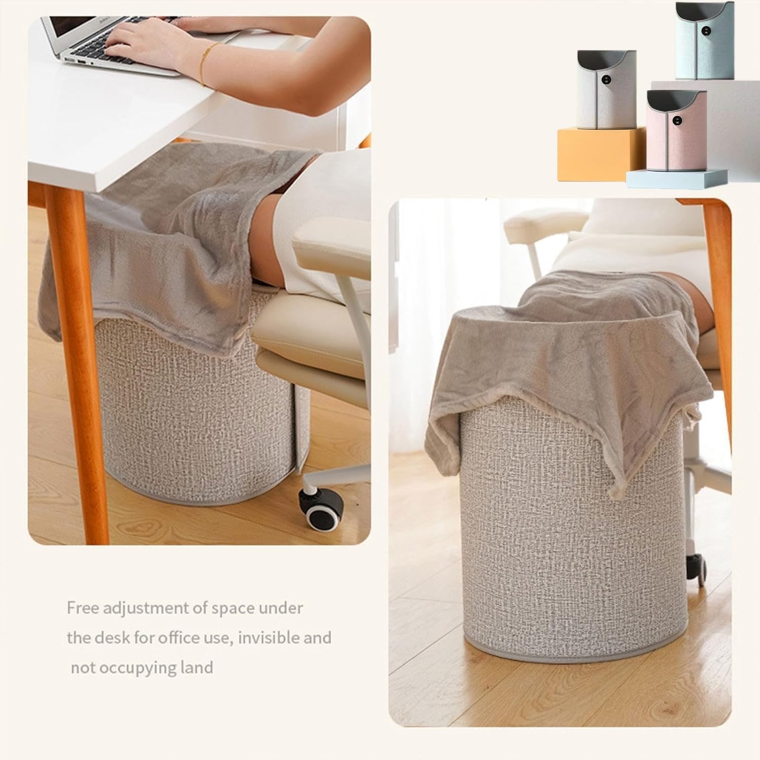 Under Desk Leg Warmer - Portable Electric Foot Heater with Foldable Design, Soft Pink - Perfect for Office, Home & Winter Use
