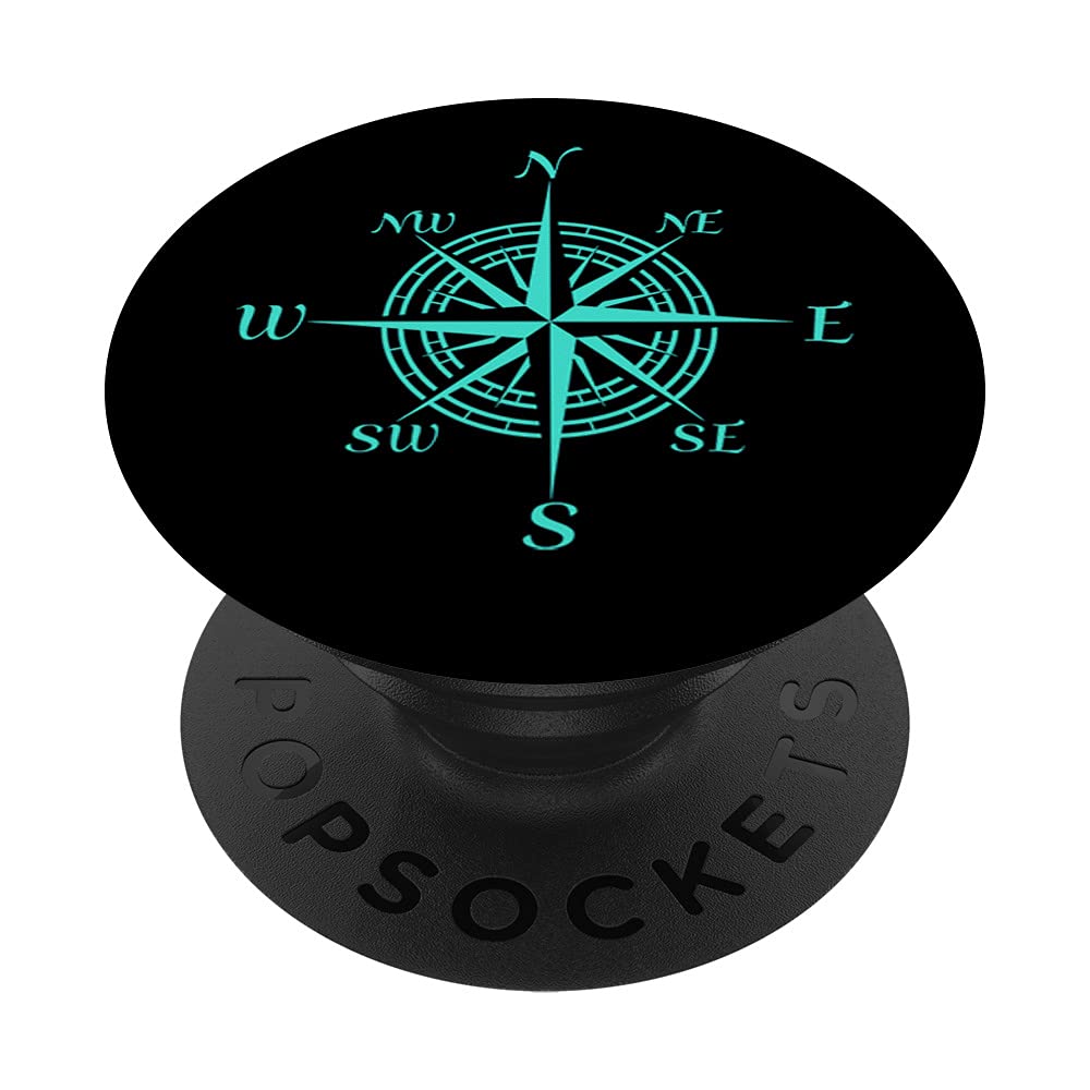 Vintage Turquoise Sailor Compass Rose Nautical Sailing PopSockets Swappable PopGrip - Perfect for Phone, Tablet & Laptop Accessories, Great Gift for Sailors & Travel Enthusiasts