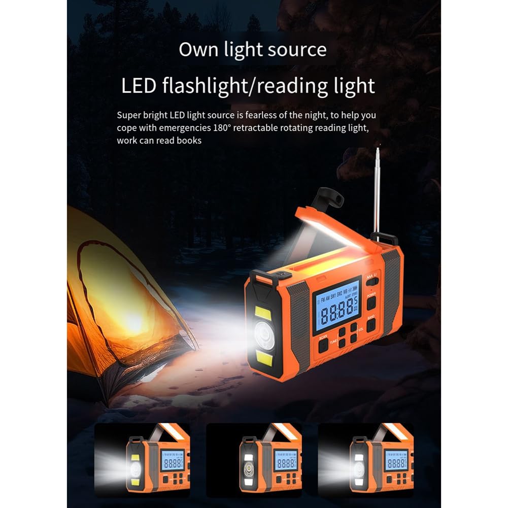 Komdndht Emergency Weather Radio with 10000mAh Power Bank, Solar Charging, Hand Crank & USB Charging, AM/FM NOAA Weather Alert Radio - Perfect for Camping, Hiking, and Emergency Preparedness