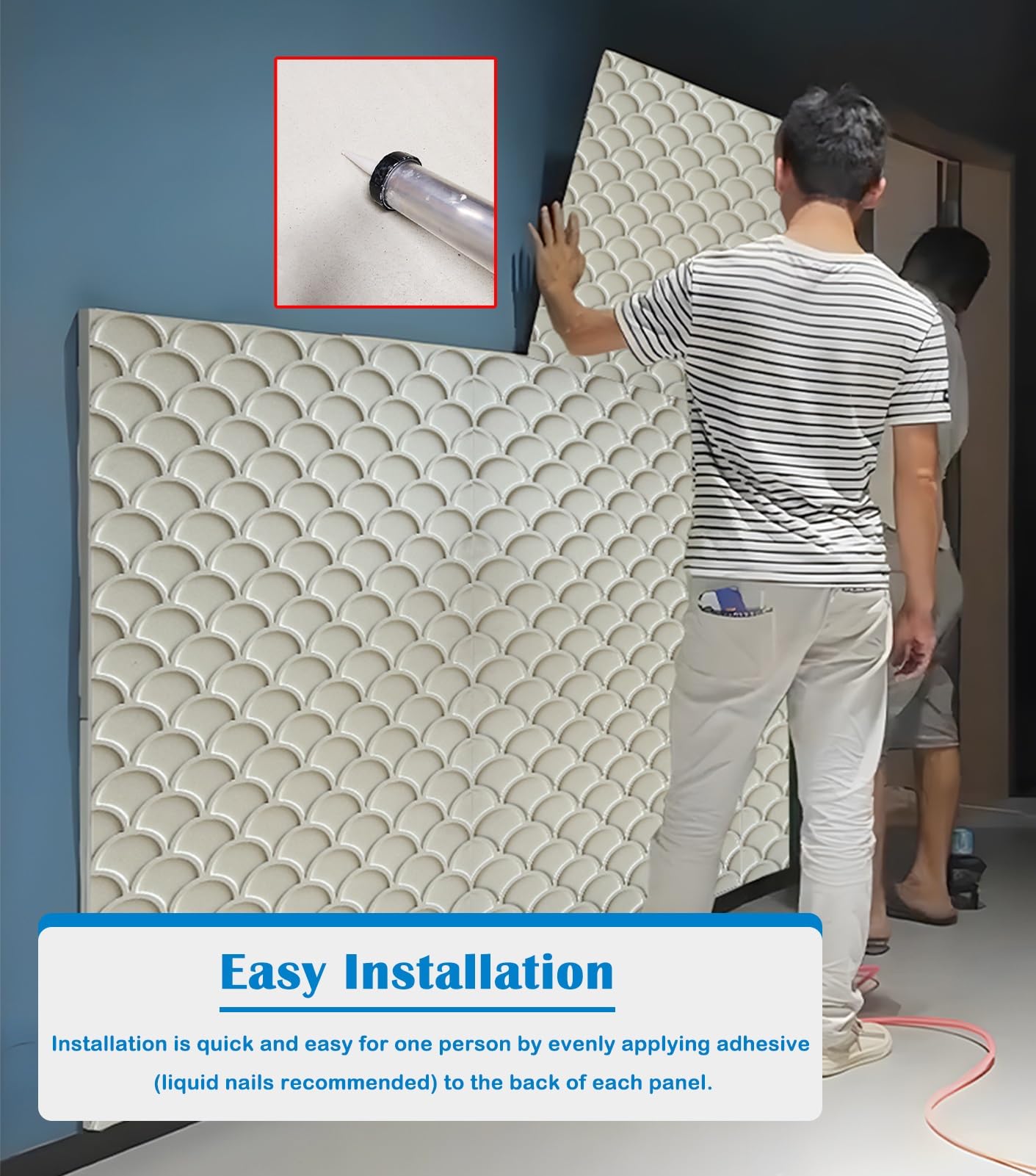 3D Brick Wall Panels Fish Scale Texture - Waterproof Cuttable PU Cladding Panels for Living Room & Bedroom Background - 2pcs Paintable Décor Paneling (Orange) | Perfect for Home Renovation, Interior Design, and DIY Wall Decor Projects
