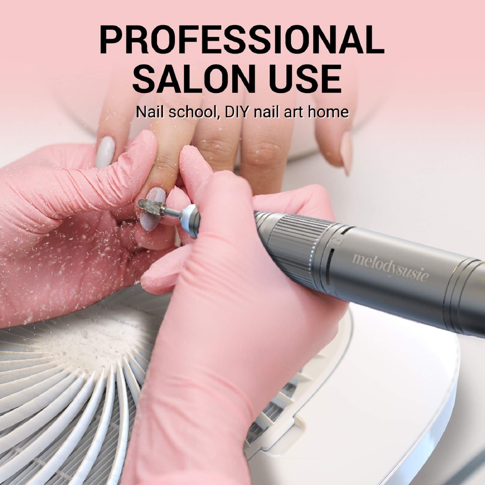 MelodySusie 2-in-1 Professional Electric Nail Drill & Dust Collector - 30000 RPM High Speed Efile for Acrylic, Gel Nails & Manicures | Perfect Gift for Women & Nail Techs | Salon & Home Use for Nail Polishing, Shaping & Dust-Free Cleaning