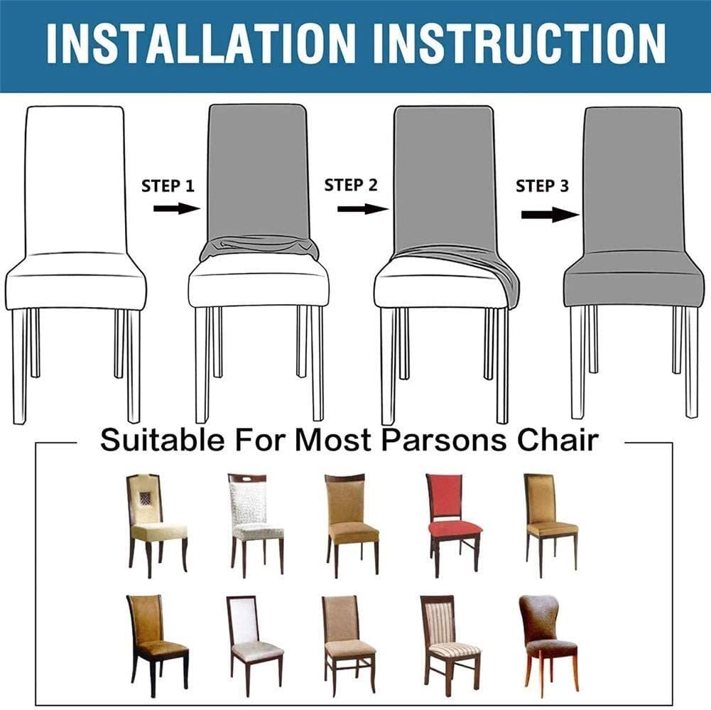 Stretch Dining Chair Covers Set of 6 - Washable Polyester Slipcovers for Kitchen, Hotel & Wedding Chairs - High Back Seat Protectors (Gray) - Perfect for Home Decor, Restaurant Use & Special Events