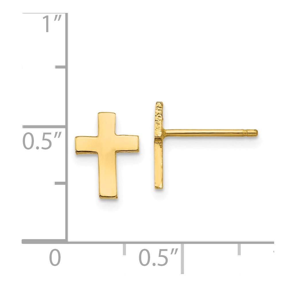 14K Yellow Gold Polished Cross Earrings for Women - Elegant Religious Jewelry Gift for Christmas, Baptism & Everyday Wear