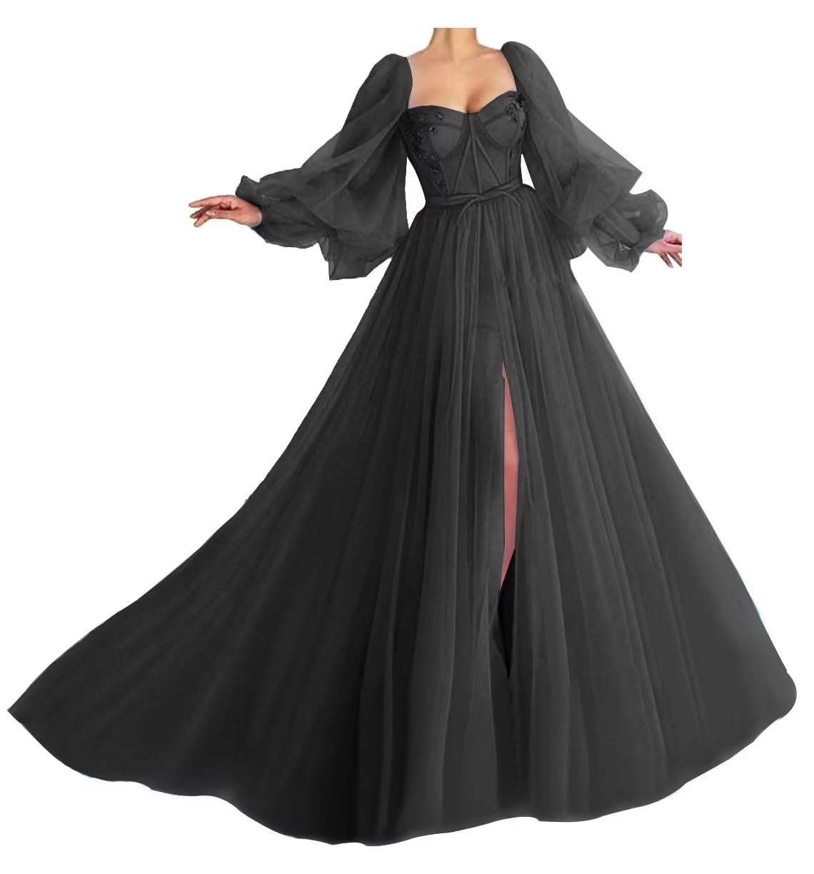 Elegant Puffy Sleeve Prom Dress with Sweetheart Neckline & Tulle Ball Gown Skirt - Formal Evening Gowns for Wedding, Quinceañera & Special Occasions