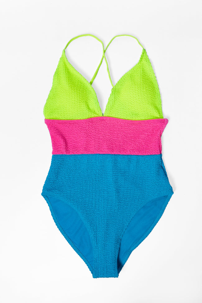 Do Not Disturb Dark Blue V Neck One Piece Swimsuit for Women - Sexy Bathing Suit for Beach, Pool & Vacation - FINAL SALE
