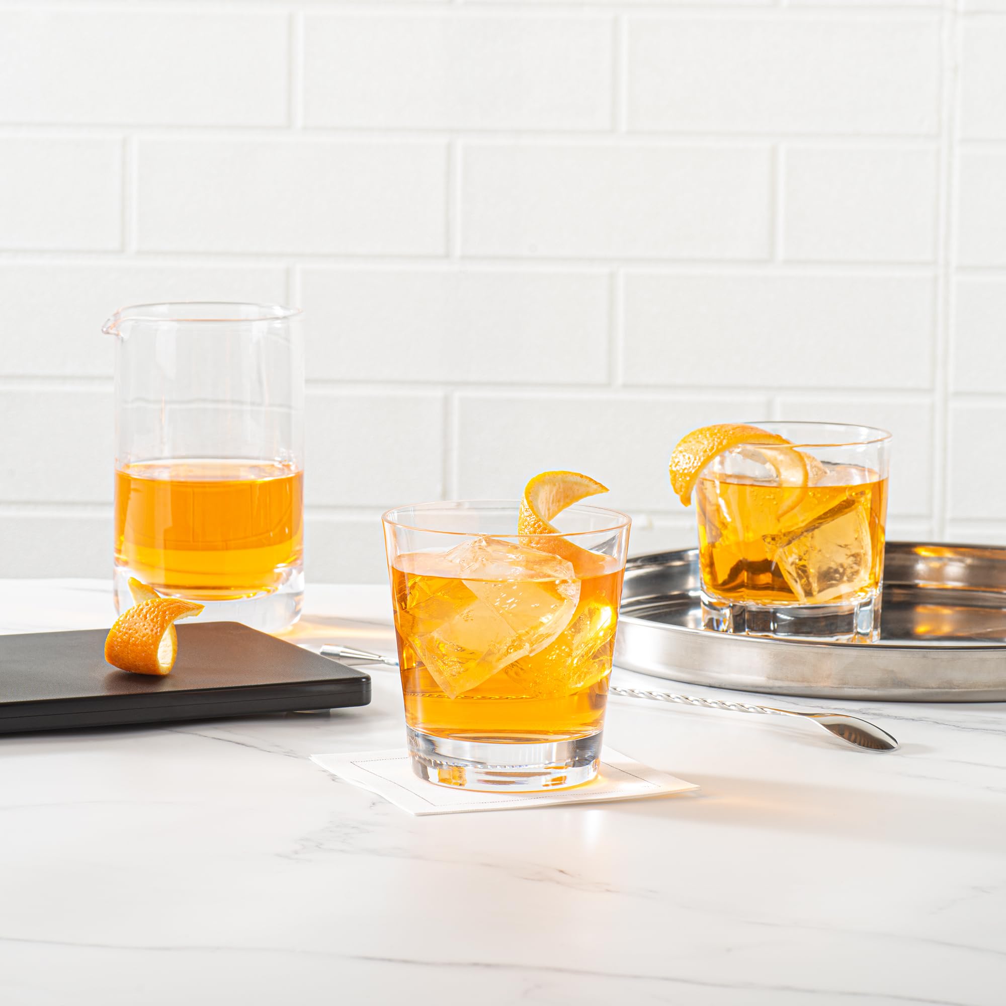 Restaurantware Moda Nude 13oz Crystal Old Fashioned Glasses Set of 12 - Heavy Base, Laser-Cut Rim, Fine-Blown Crystal Whiskey Glasses | Dishwasher-Safe Lowball Glasses for Scotch, Bourbon & Cocktails | Perfect for Home Bars, Dinner Parties & Gifts