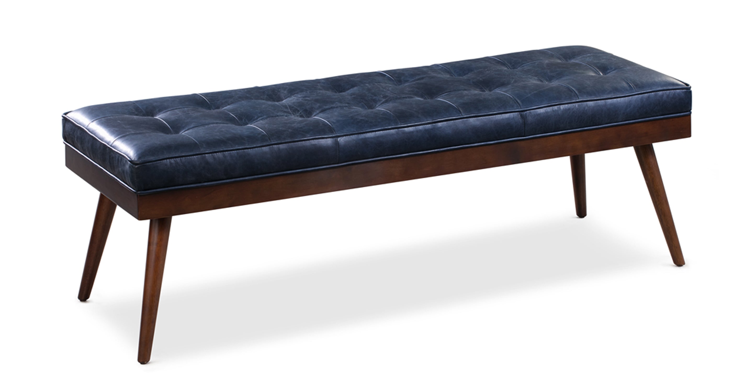 Luca Leather Bench - Modern Upholstered Storage Ottoman with Tufted Design for Living Room, Bedroom, or Entryway - Durable Faux Leather Seat with Sturdy Wooden Legs - Perfect for Extra Seating, Footrest, or Stylish Home Decor
