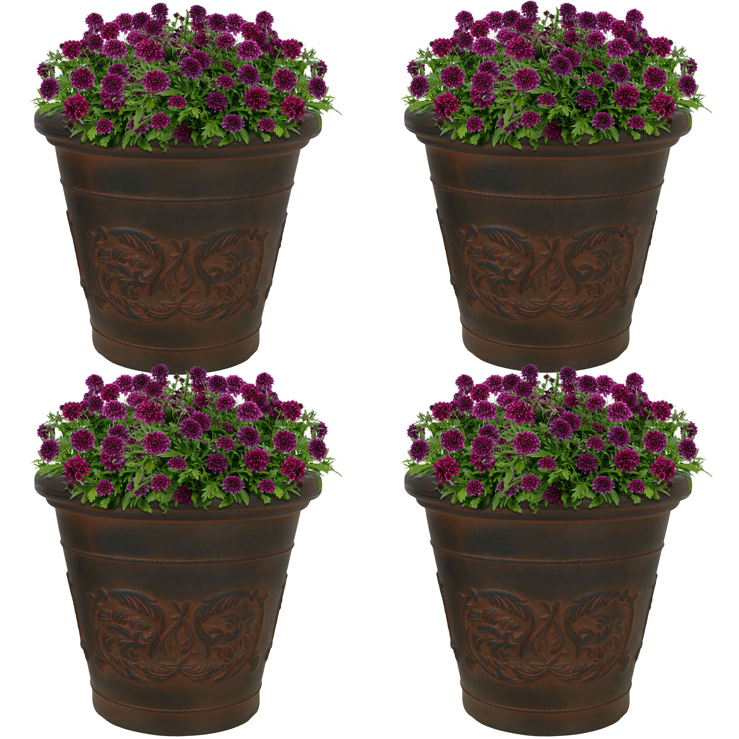 Sunnydaze Arabella Polyresin Outdoor Flower Pot Planter - Durable Garden Decor for Patio, Lawn & Backyard - Perfect for Plants, Herbs & Succulents