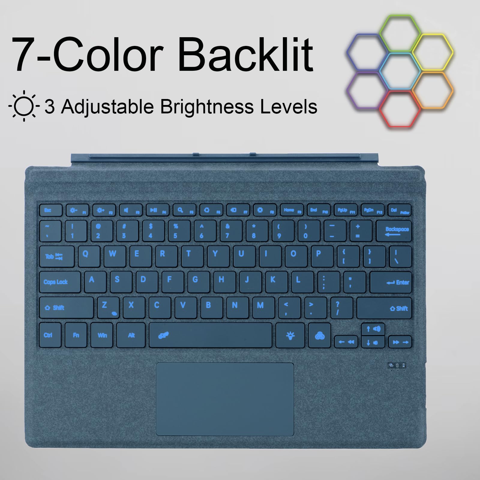 Microsoft Surface Pro 3/4/5/6/7/7+ Type Cover - Slim Wireless Keyboard with Touchpad & Backlit Keys (Sapphire Blue) | Perfect for Work, School & Travel