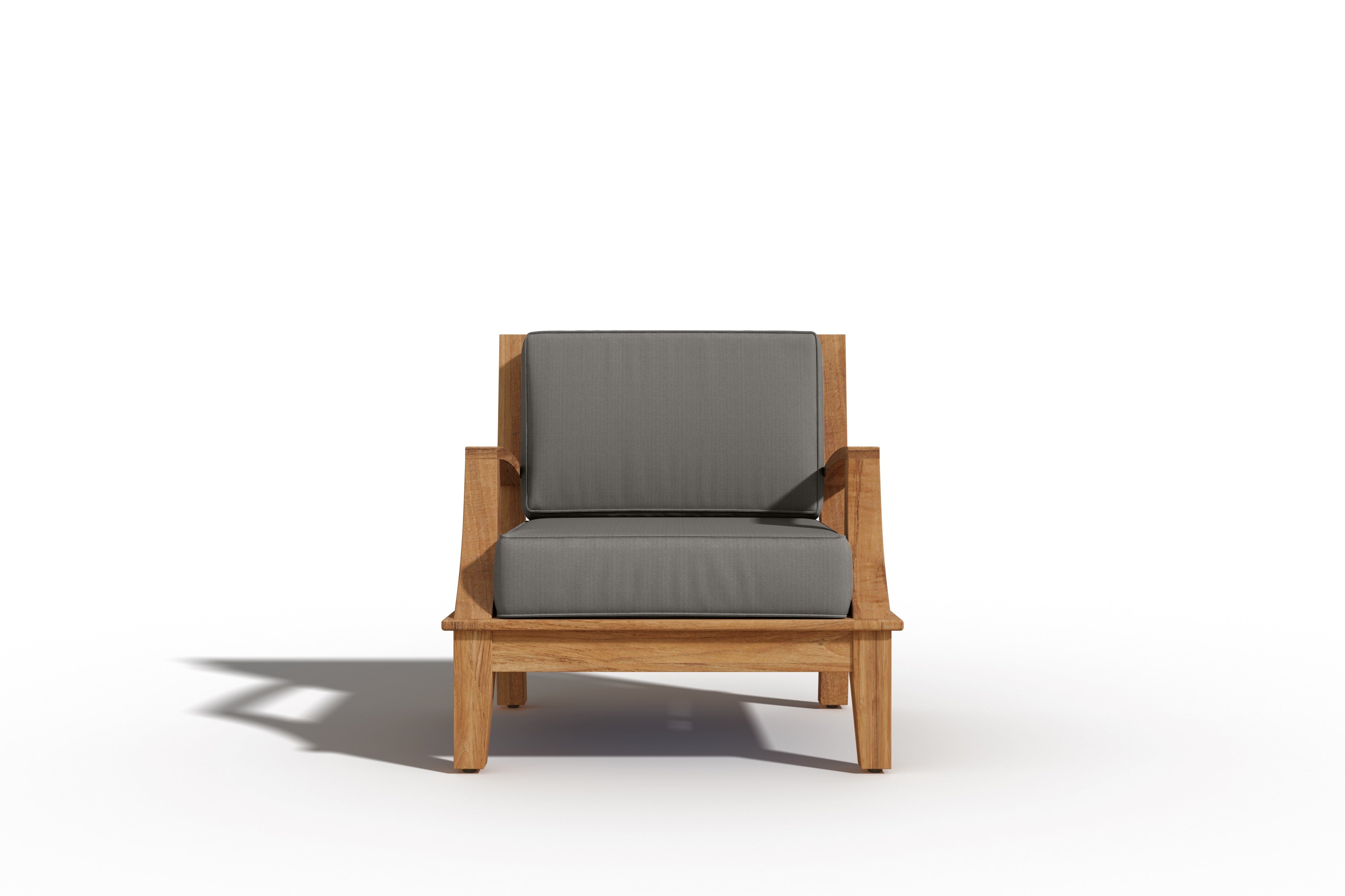 Premium Eliane Teak Outdoor Club Chair with Sunbrella Charcoal Cushion - Weather-Resistant Patio Furniture for Poolside, Garden & Backyard Relaxation