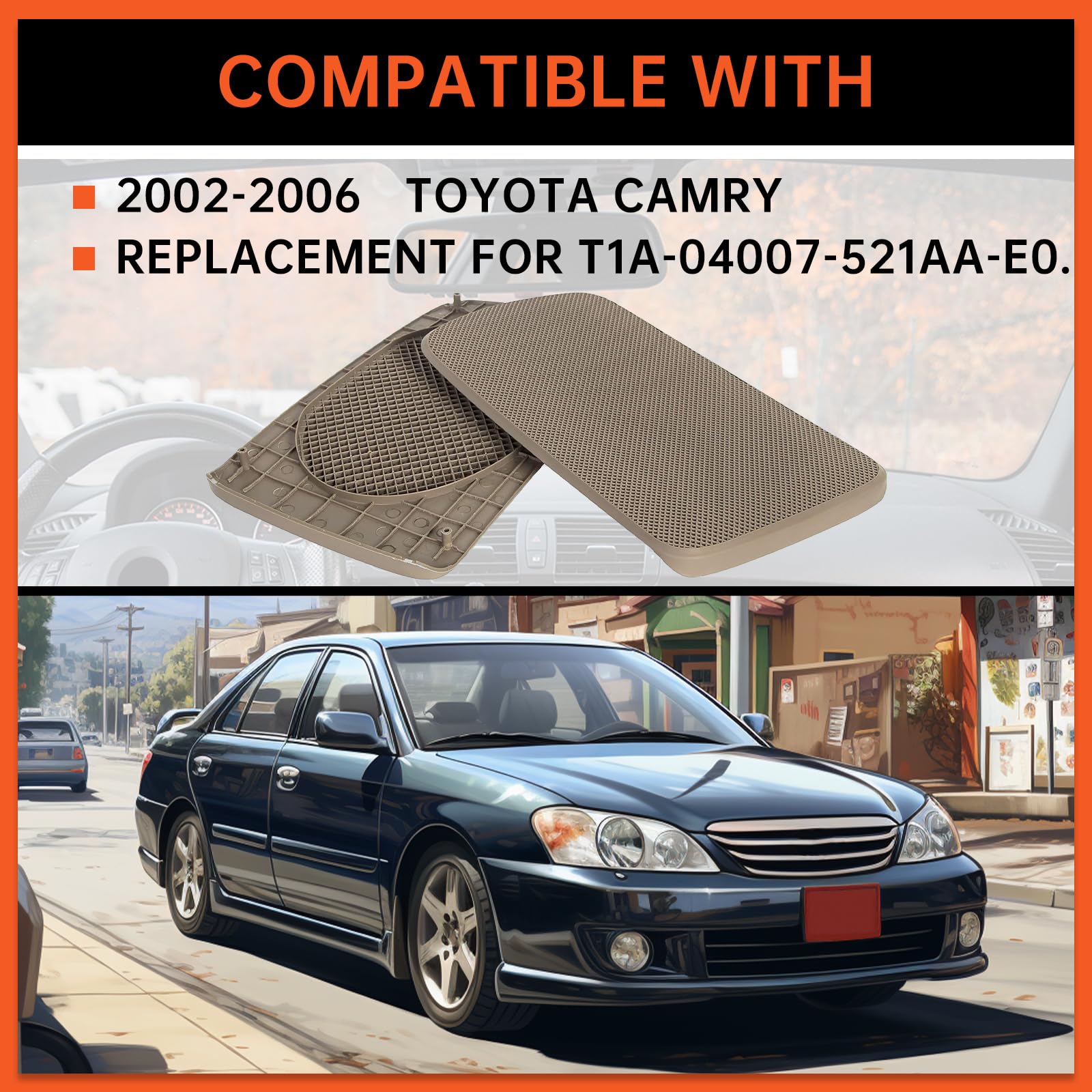 ECOTRIC Rear Speaker Grille Covers for 2002-2006 Toyota Camry - Replacement for Part #T1A-04007-521AA-E0 - Perfect for Car Audio Upgrades & Interior Restoration