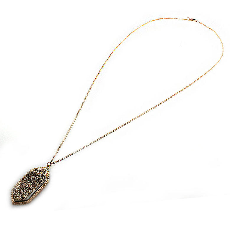 Stunning Druzy Long Necklace Set for Women - Elegant Crystal Beaded Layered Statement Jewelry - Perfect for Parties, Weddings & Special Occasions