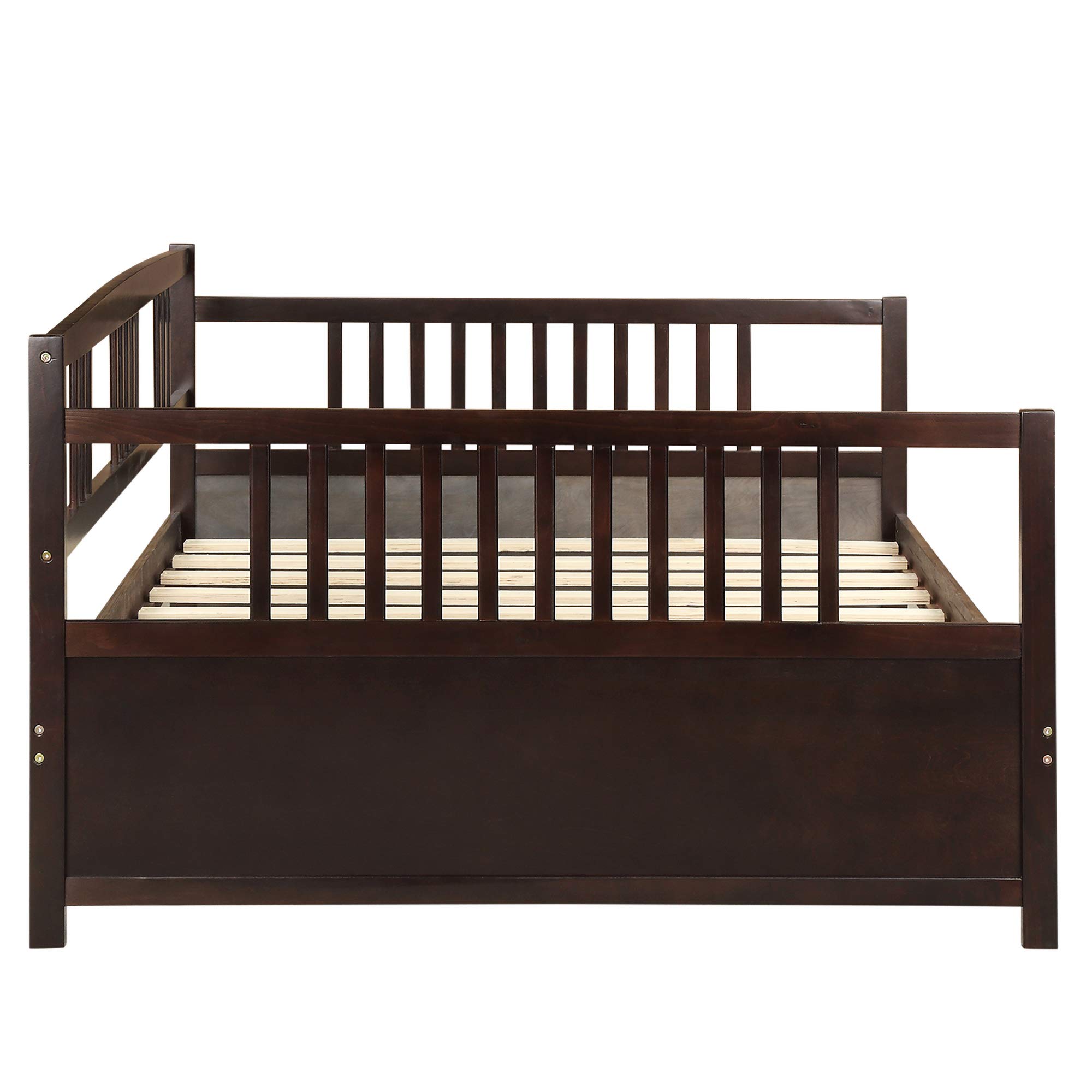 Full Size Wooden Daybed with 10 Wooden Slats - Solid Wood Multi-Functional Daybed in Espresso Finish | Perfect for Guest Rooms, Dormitories, and Cozy Living Spaces