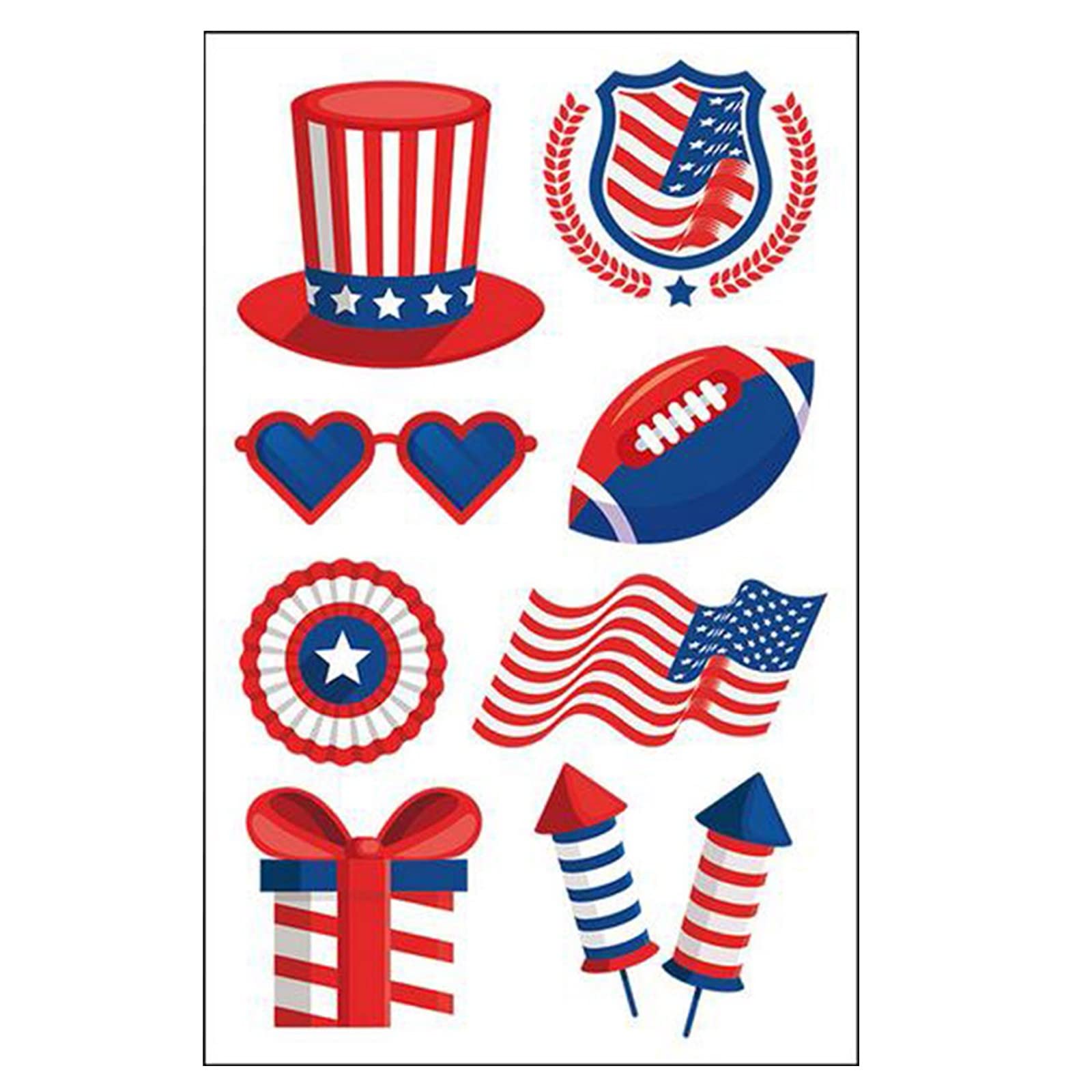 Patriotic Temporary Tattoos for Independence Day - American Flag & Fireworks Tattoo Stickers for Kids & Adults - Perfect for 4th of July Parties, Face Painting & Holiday Decorations