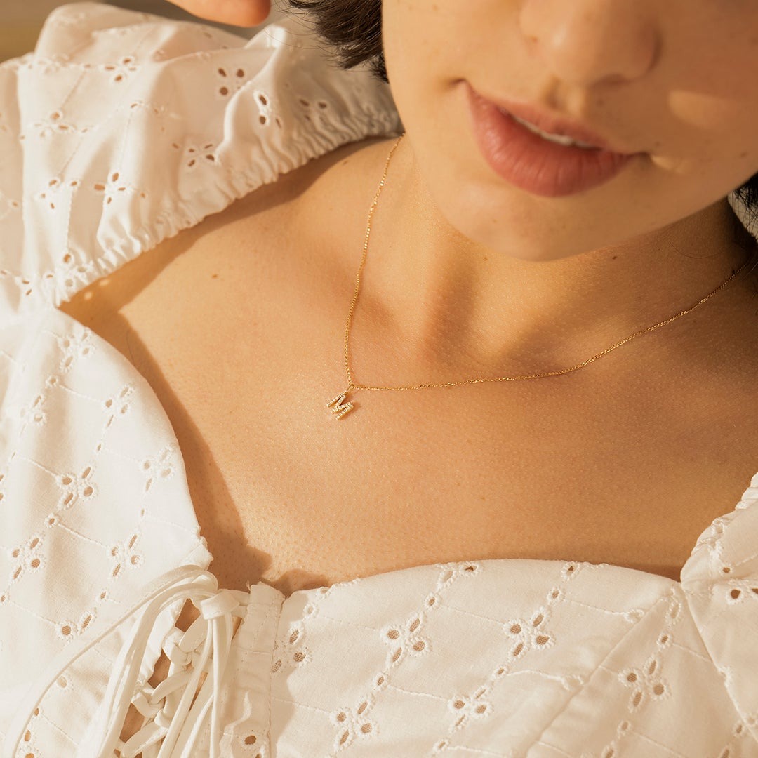 14K Yellow Gold Diamond Initial Charm Pendant - Personalized Name Necklace for Women, Perfect Gift for Birthday, Anniversary & Valentine's Day