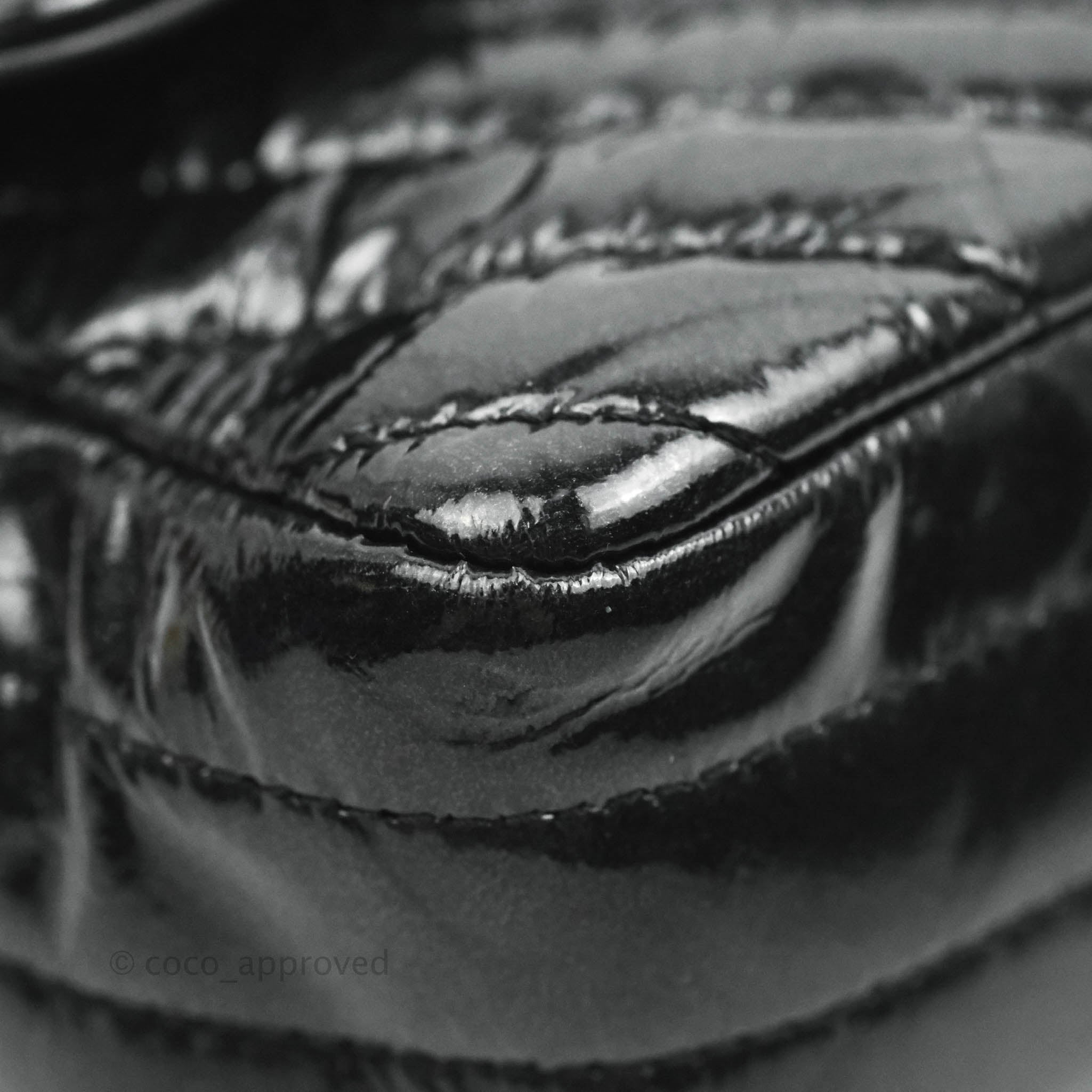 Chanel Chevron Mini Rectangular Flap Bag in Black Crumpled Patent Leather with So Black Hardware - Perfect for Evening Events & Luxury Fashion Accessories