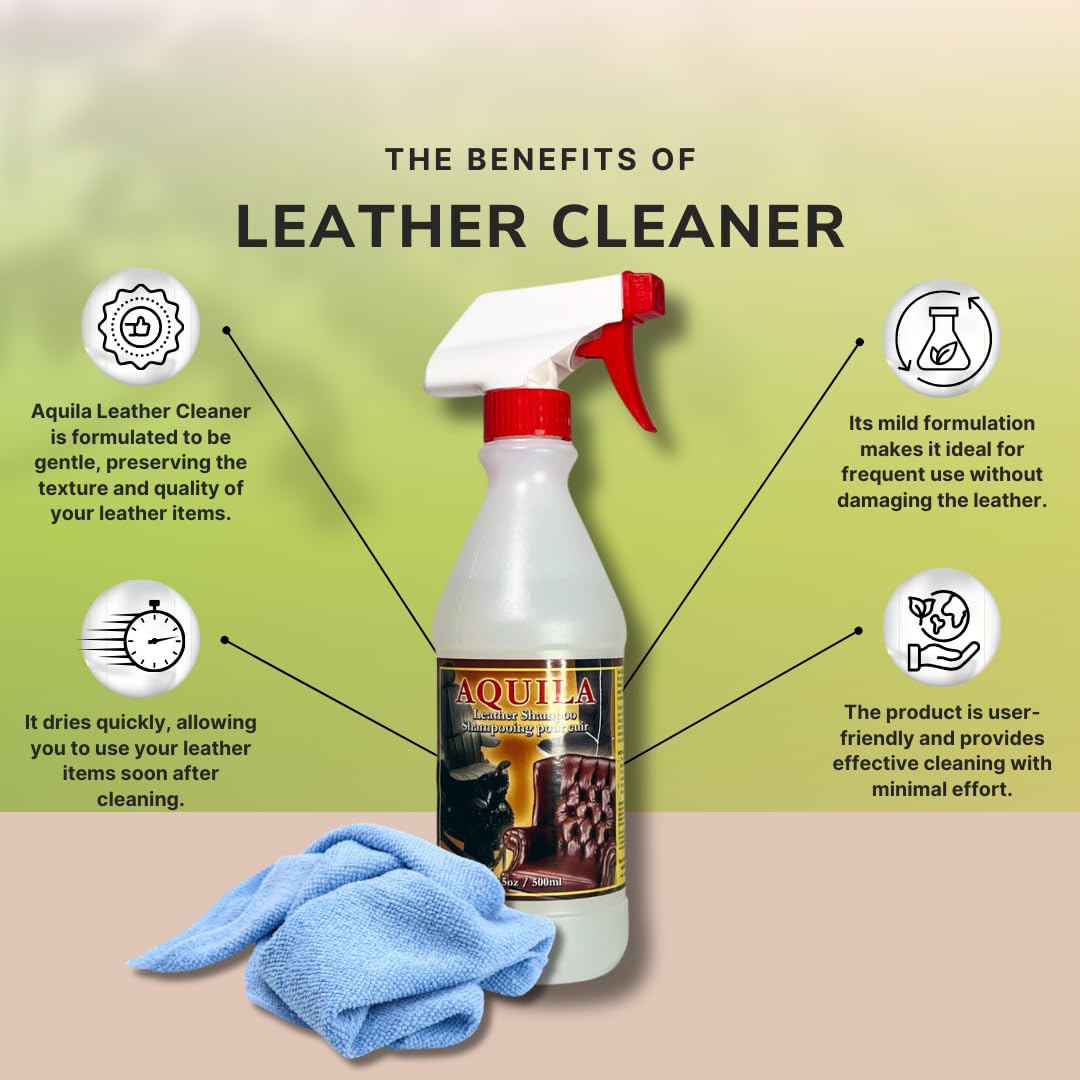 Aquila Leather and Suede Cleaner Kit - Gentle Cleaning Solution for Shoes, Bags, Jackets & Furniture - Restores Shine & Protects Leather & Suede Items