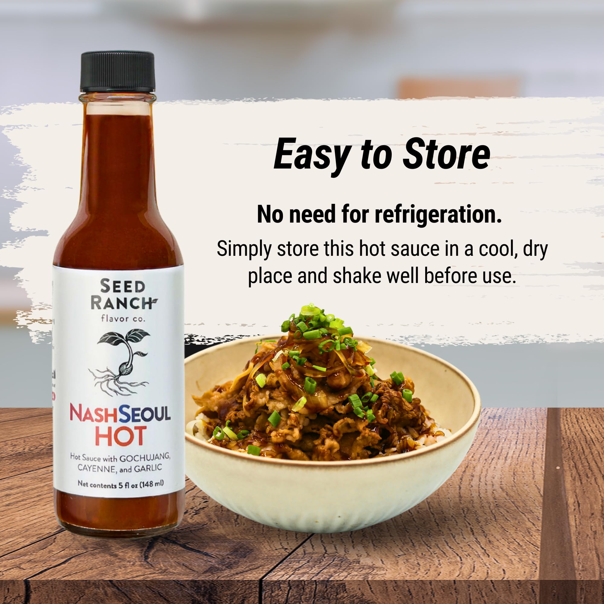Seed Ranch NashSeoul Hot Sauce - Nashville & Korean Fusion Hot Sauce, Sweet & Spicy Medium Heat, Vegan, Gluten-Free, Non-GMO, No Artificial Sugars - Perfect for Rice Bowls, Stir-Fries, Wings & Grilled Meats