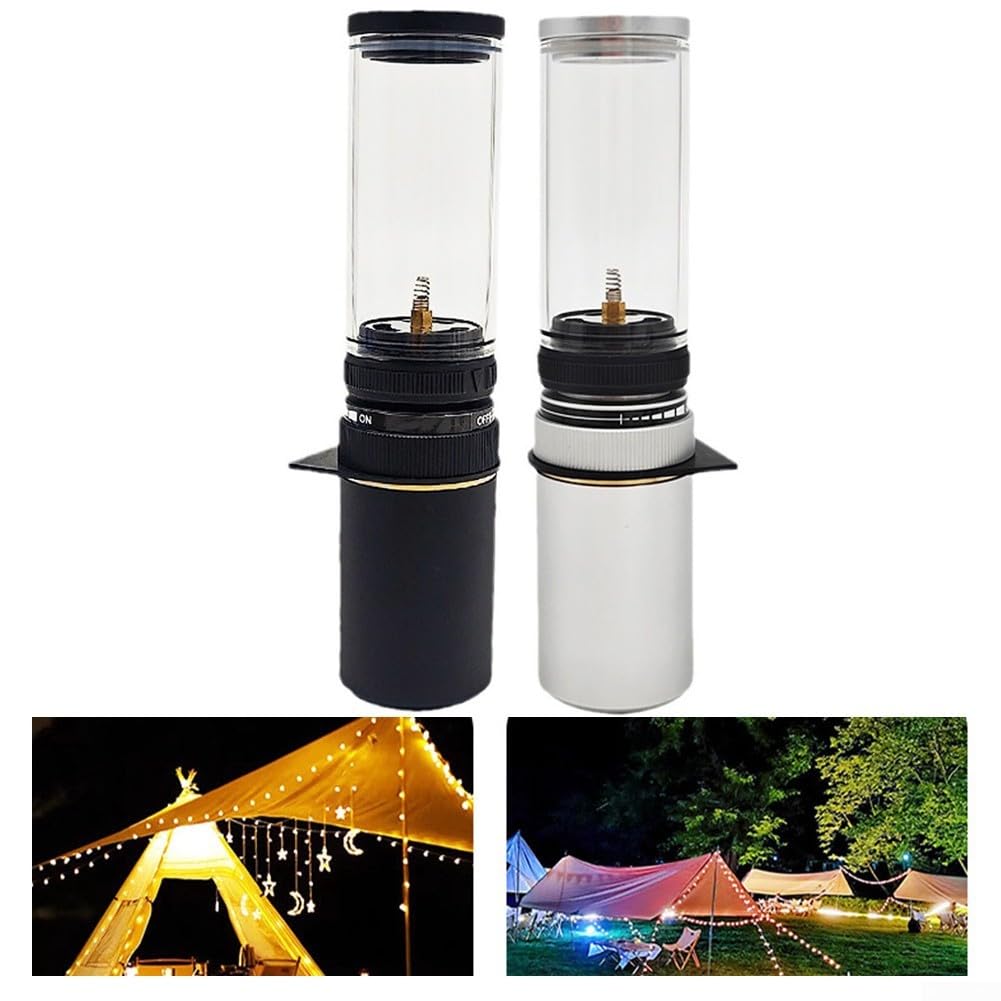 Portable Outdoor Gas Lantern - Glass Mantle Camping Light with Gas Box for Hiking, Fishing, Backpacking & Tent Use - Black (Ideal for Camping Trips, Emergency Lighting & Outdoor Adventures)