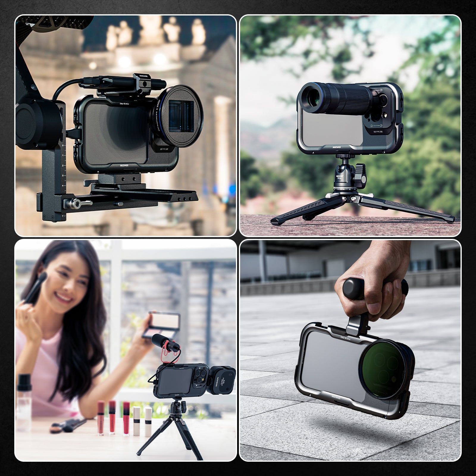 NEEWER PA073/PA074 Universal Smartphone Cage Mount for iPhone 16 Pro & Pro Max - Perfect for Vlogging, Live Streaming and Mobile Photography