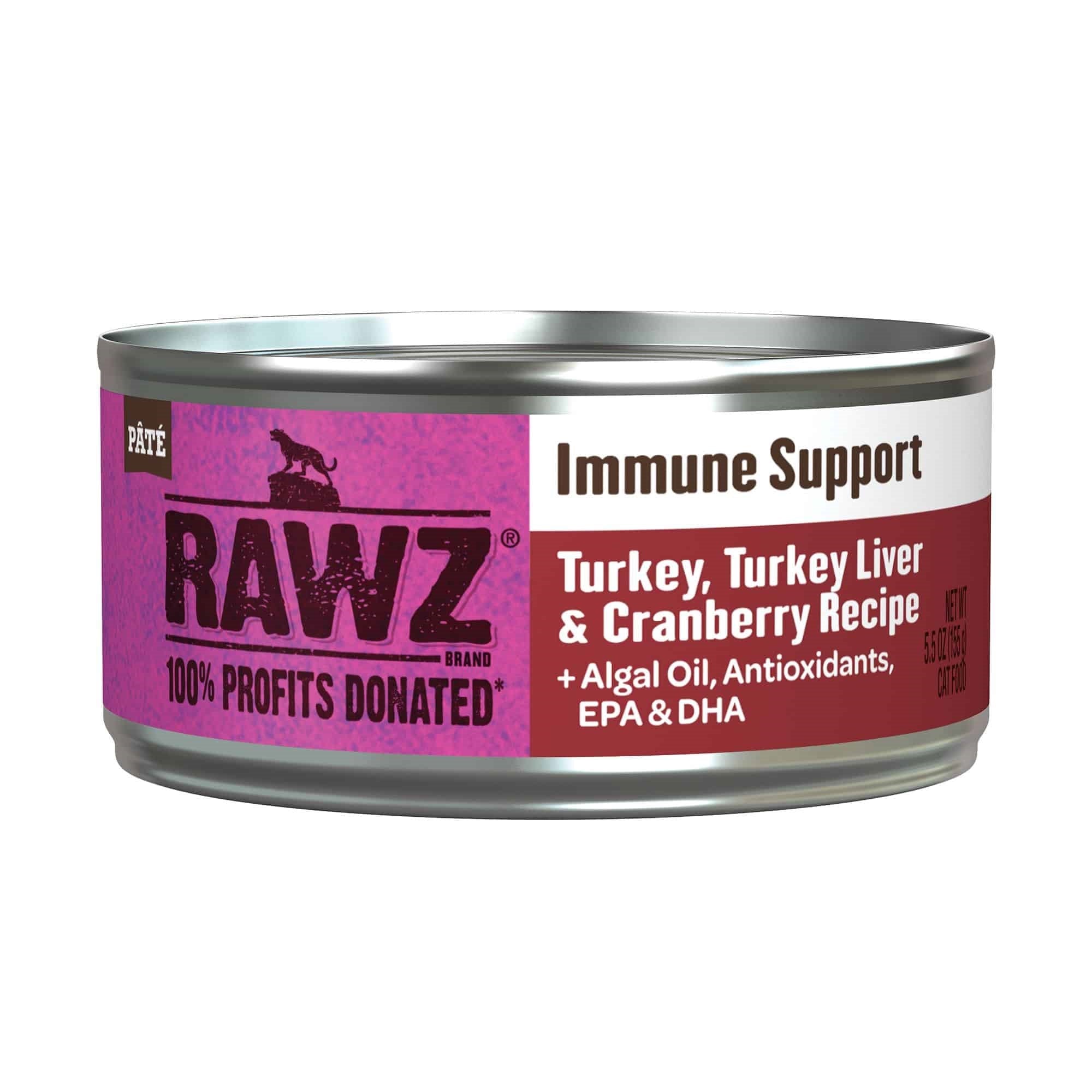 Rawz Turkey, Turkey Liver & Cranberry Pate Cat Food - 5.5oz Grain-Free Wet Food for Immune Support | Healthy Digestive System | Perfect for Picky Eaters & Senior Cats