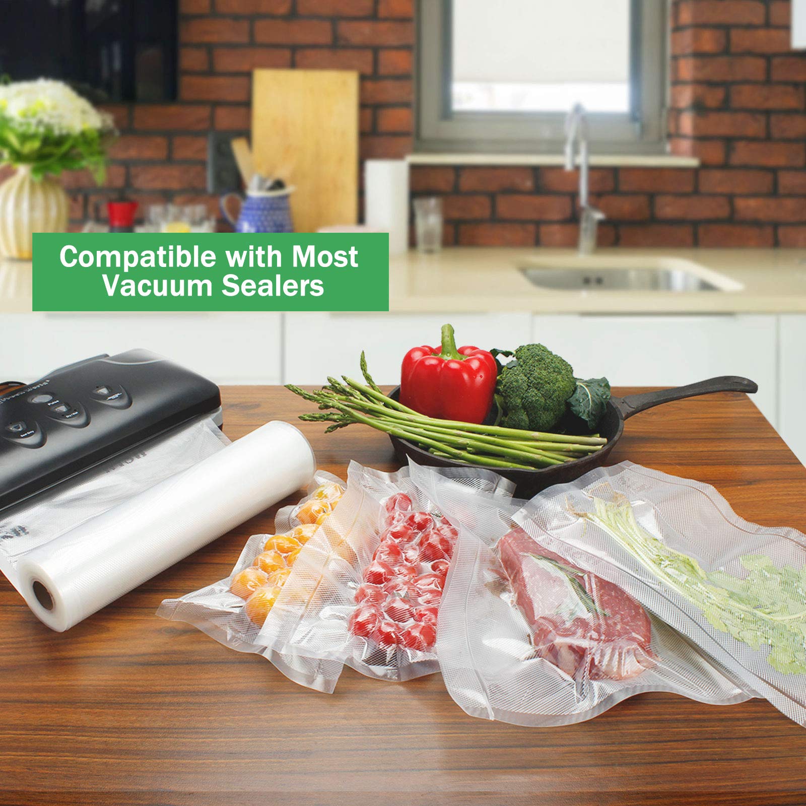 Commercial Grade Vacuum Sealer Bags Rolls (2-Pack) - 8” x 50’ Heavy Duty Embossed Food Storage Bags for Freezer, Sous Vide Cooking & Meal Prep (100 Feet Total) | Perfect for Long-Term Food Preservation & Kitchen Organization