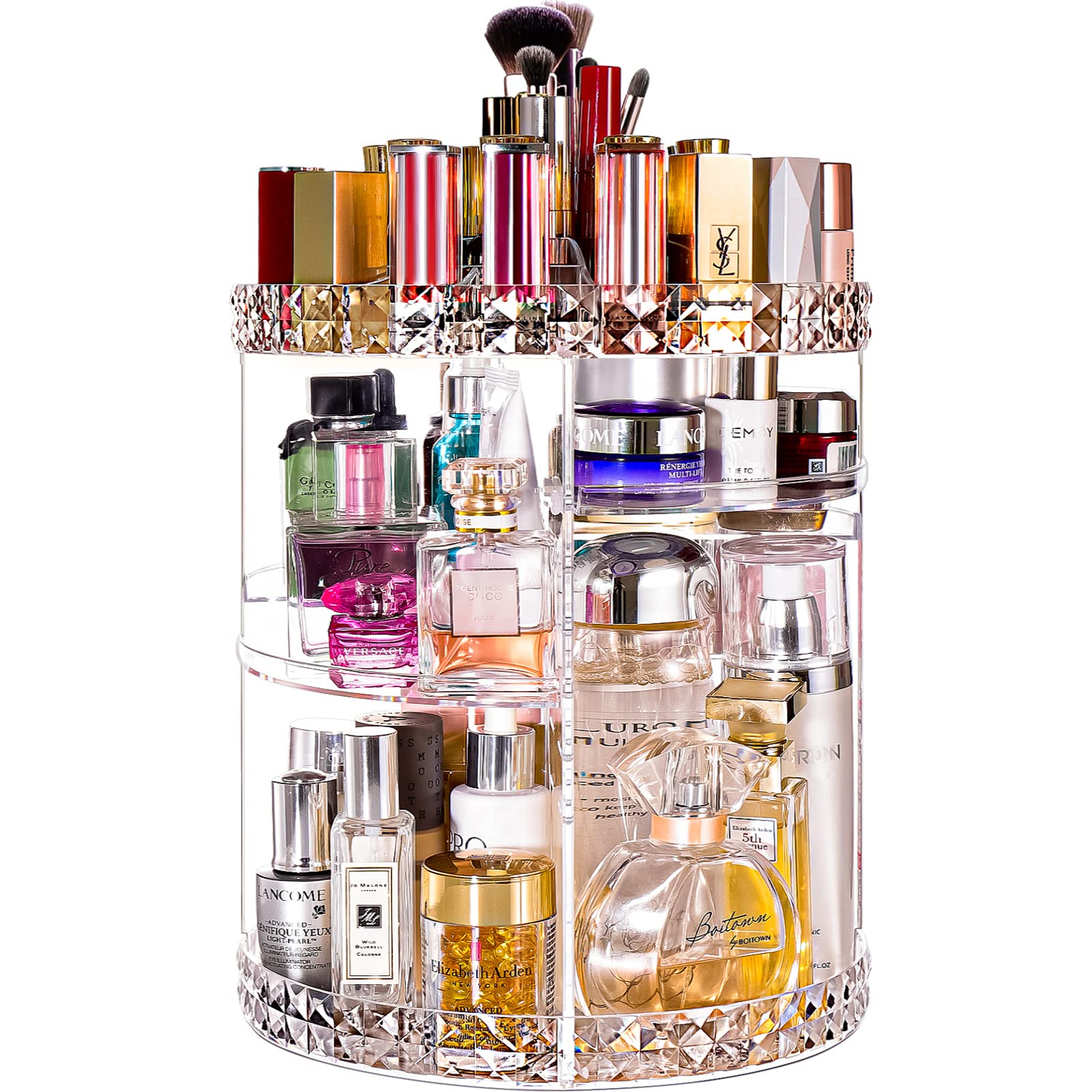360° Rotating Large Clear Makeup Organizer with 7 Detachable Shelves - Cosmetic & Perfume Storage Display Case for Vanity, Dresser, Bathroom Countertop - Perfect for Organizing Skincare, Jewelry & Beauty Products