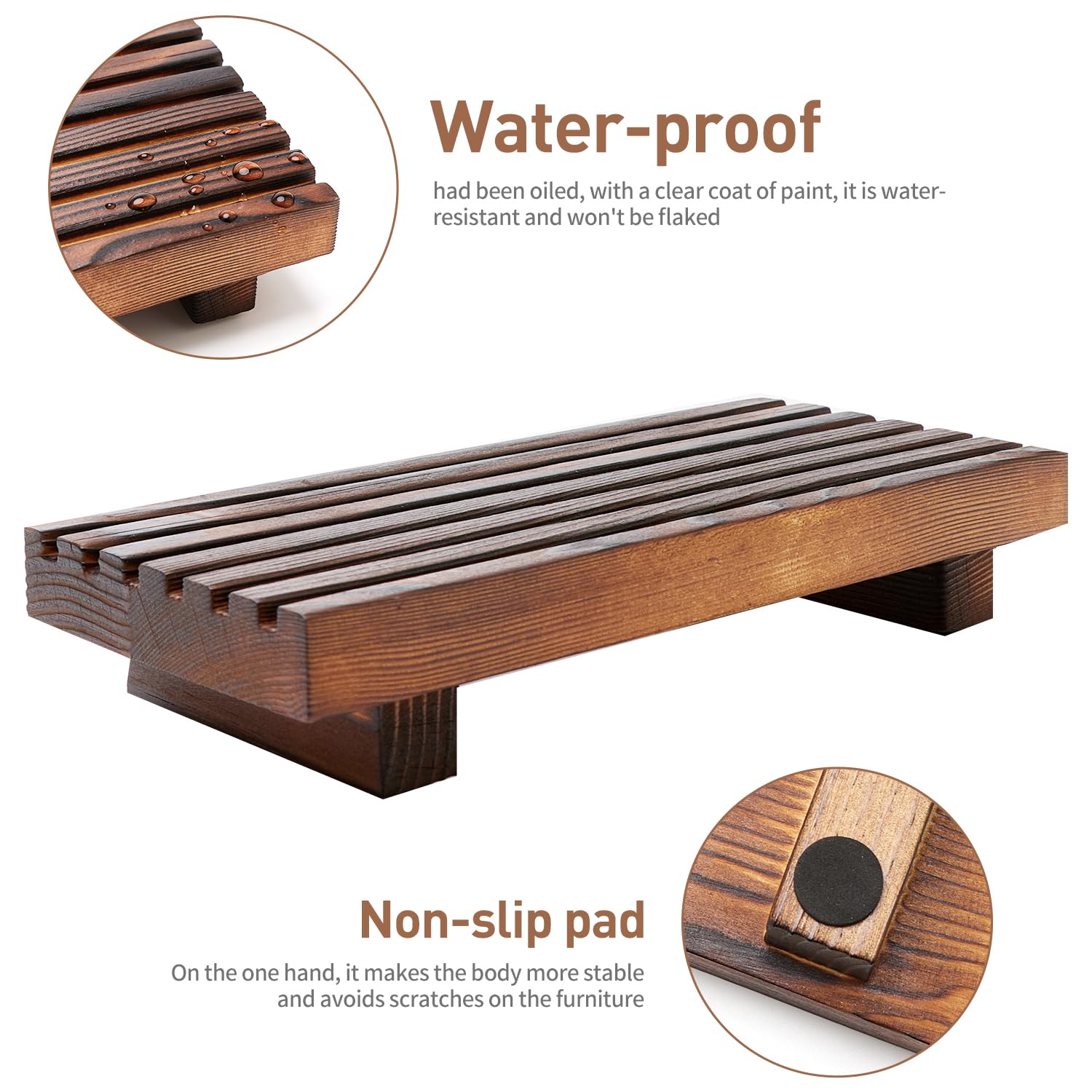 Wooden Soap Tray for Kitchen & Bathroom - Farmhouse Style Countertop Soap Dish Holder with Wooden Riser - Perfect for Bathroom Vanity, Kitchen Sink, and Farmhouse Decor Accessories