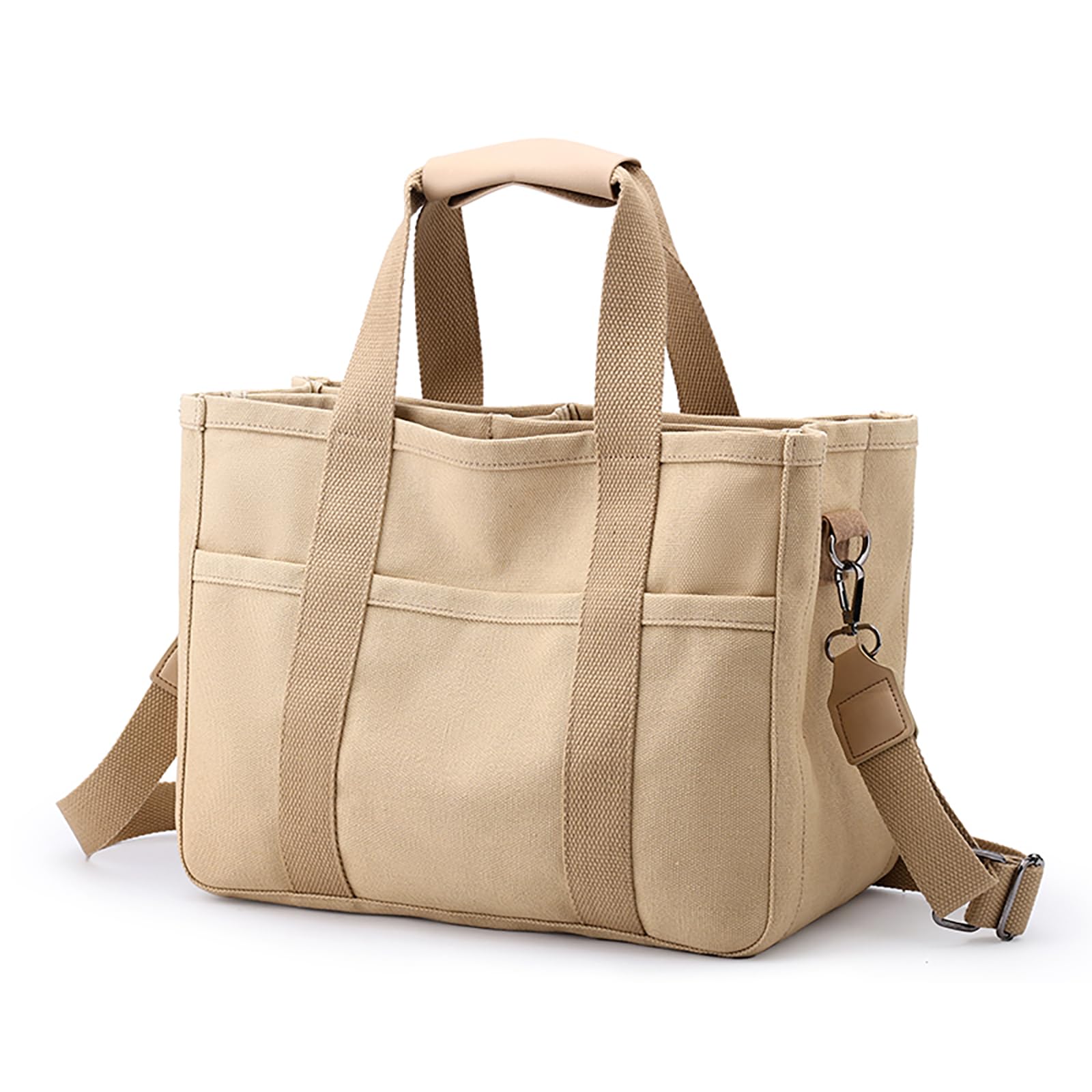 Stylish Canvas Tote Bag for Women with Multiple Pockets - Trendy Shoulder & Crossbody Handbag - Perfect for Work, Travel, Shopping & Daily Use