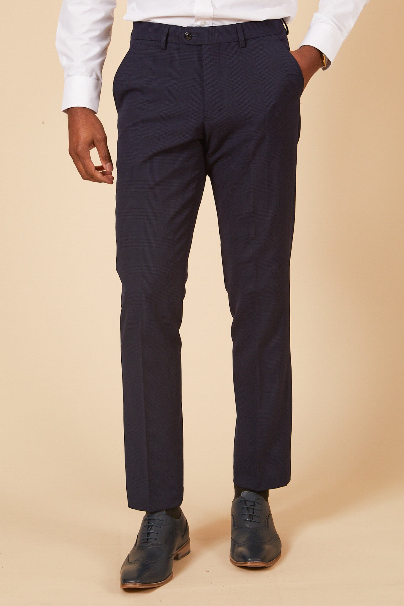 BROMLEY Navy Check Three Piece Suit for Men - Premium Wool Business Attire | Formal Office Wear & Special Occasion Outfit | Inspired by Lukasz Fabianski