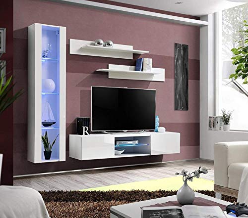 Modern Floating TV Stand with Storage & LED Lights - Wall-Mounted Entertainment Center for Bedroom & Living Room - 33 Inch G2 TV Console with Shelves - Black - Perfect for Small Spaces & Home Theater Setup
