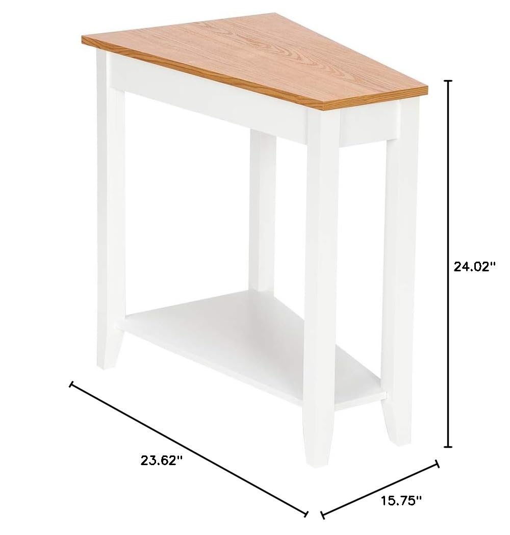 Simple Irregular Sofa Table Light Walnut - Solid Wood Bedside Table, Coffee Table & Night Stand with Shelf - Small Narrow Side Table for Living Room, Bedroom & Office