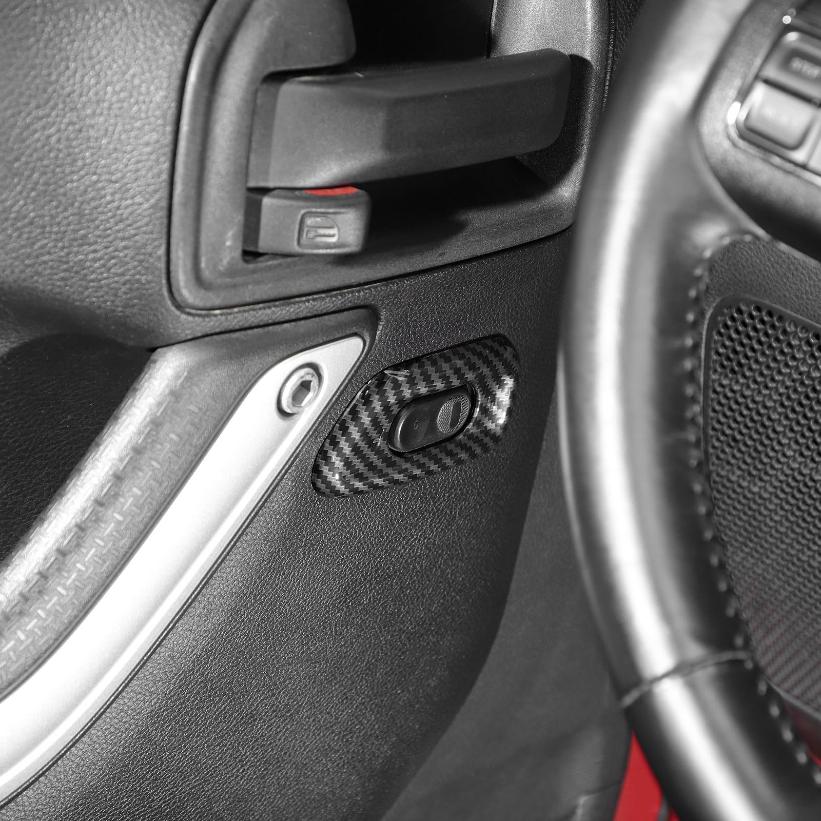 RT-TCZ Carbon Fiber Door Lock Switch Cover Trim for Jeep Wrangler JK & JKU (2011-2017) - Black ABS Interior Accessories (2-Piece Set) - Upgrade Your Jeep's Interior Style & Protection