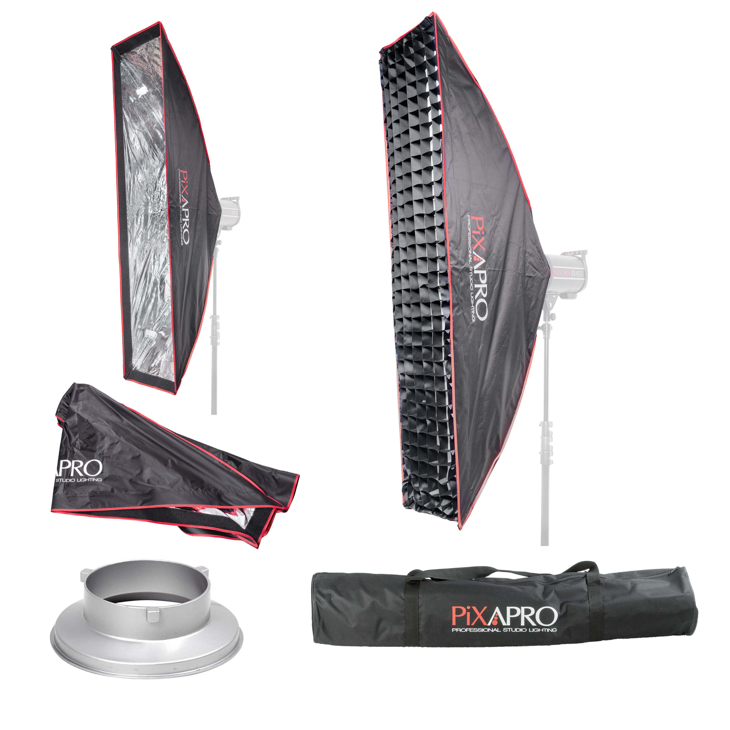 30x140cm (11.8x55.1in) Quick Install Strip Softbox with 4cm Honeycomb Grid - Perfect for Product Photography, YouTube Videos & Studio Lighting