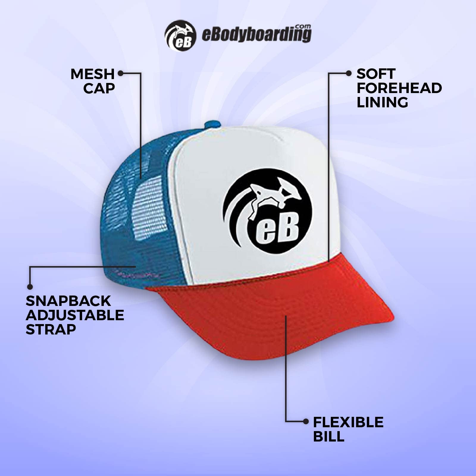Youth Trucker Circle Hat - Red/White/Red Adjustable Snapback Cap for Boys & Girls | Perfect for Outdoor Activities, Sports, and Casual Wear
