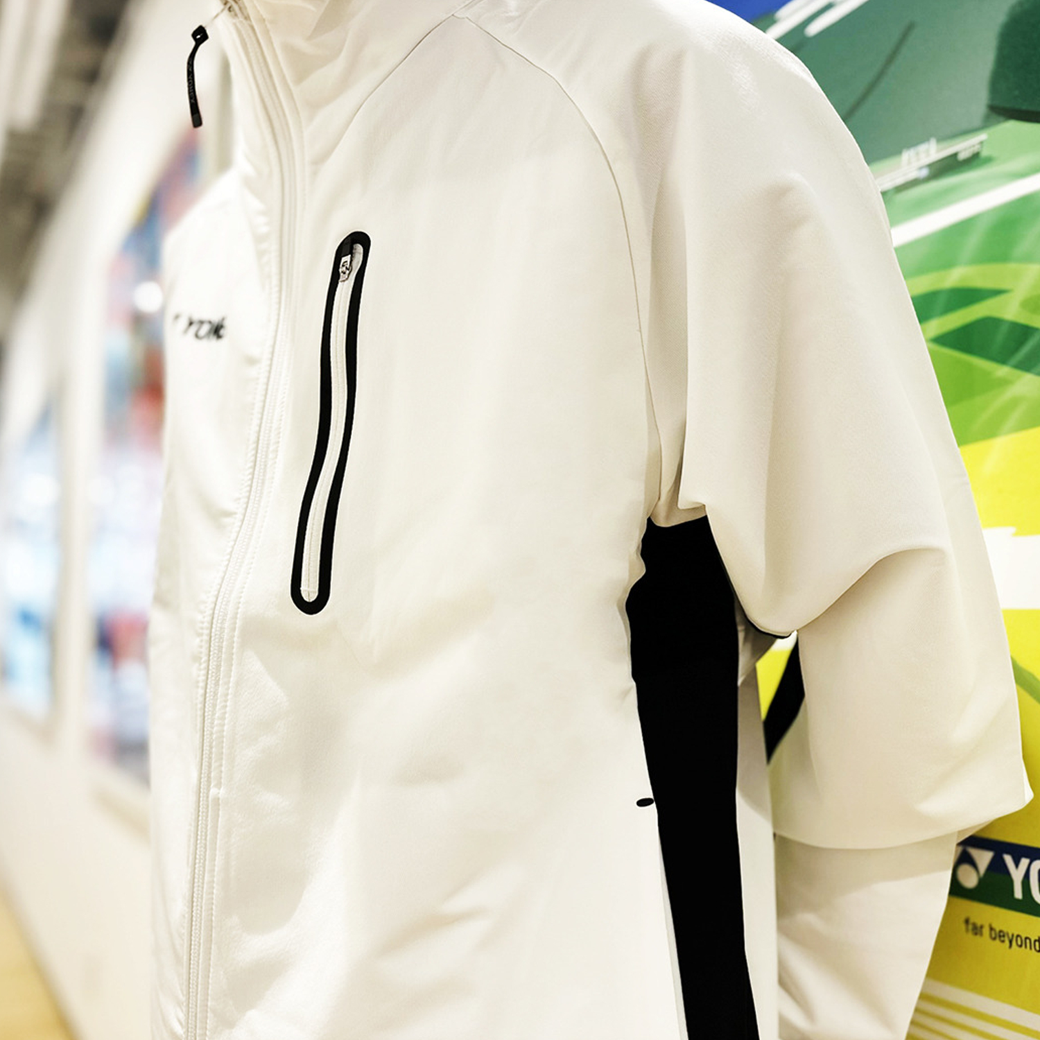 Yonex Men's Warm Up Jacket 50148 - Lightweight Breathable Tennis Training Jacket for Men - White Sports Jacket for Running, Gym & Outdoor Activities